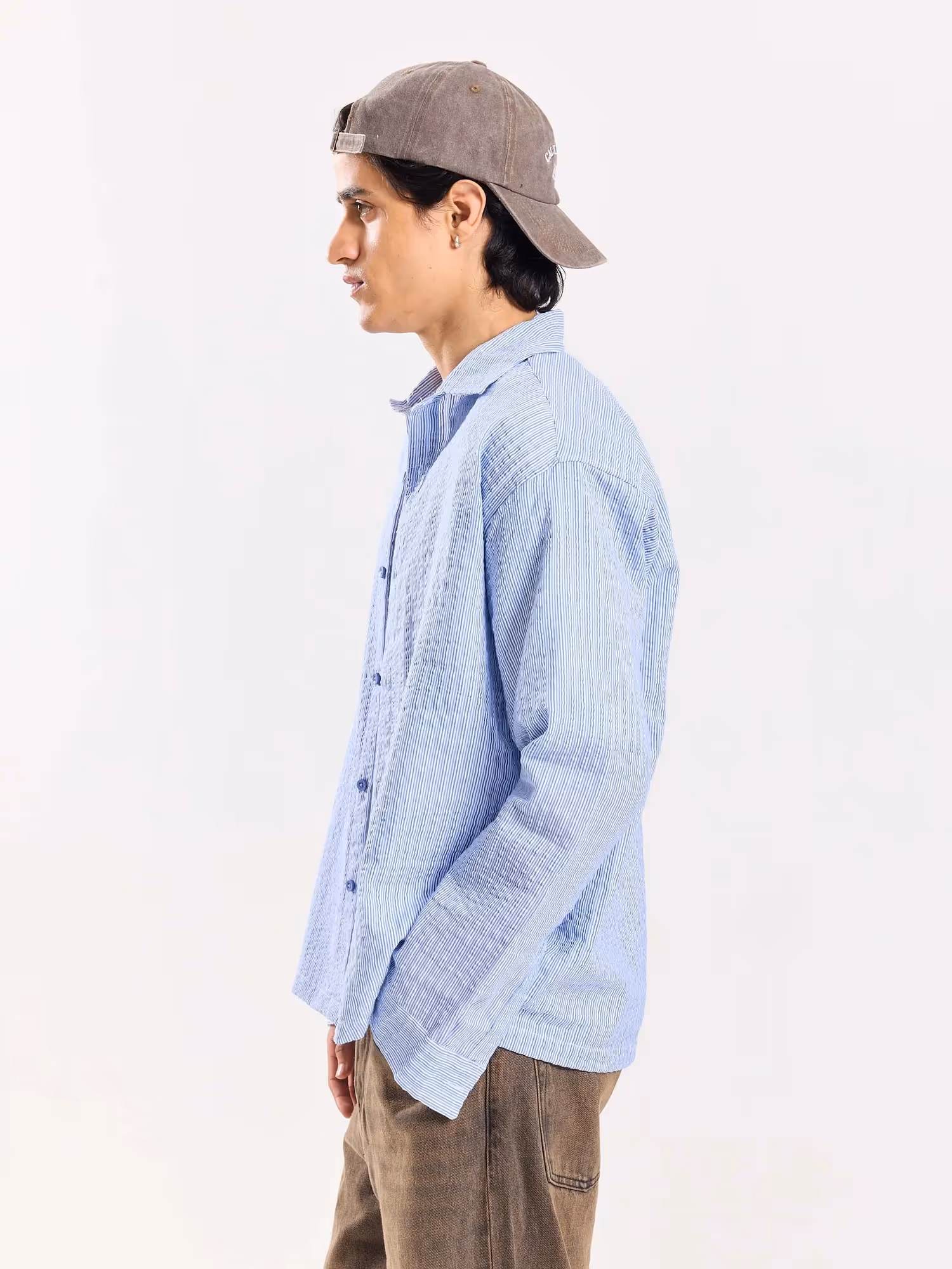 Powder Blue Striped Seersucker Shirt image 5