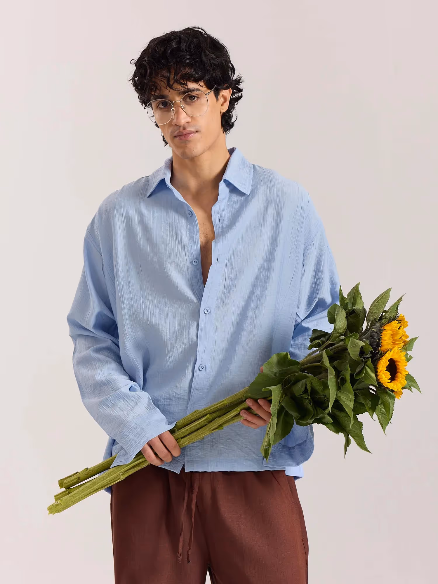 Powder Blue Wave Textured Holiday Shirt  image 2