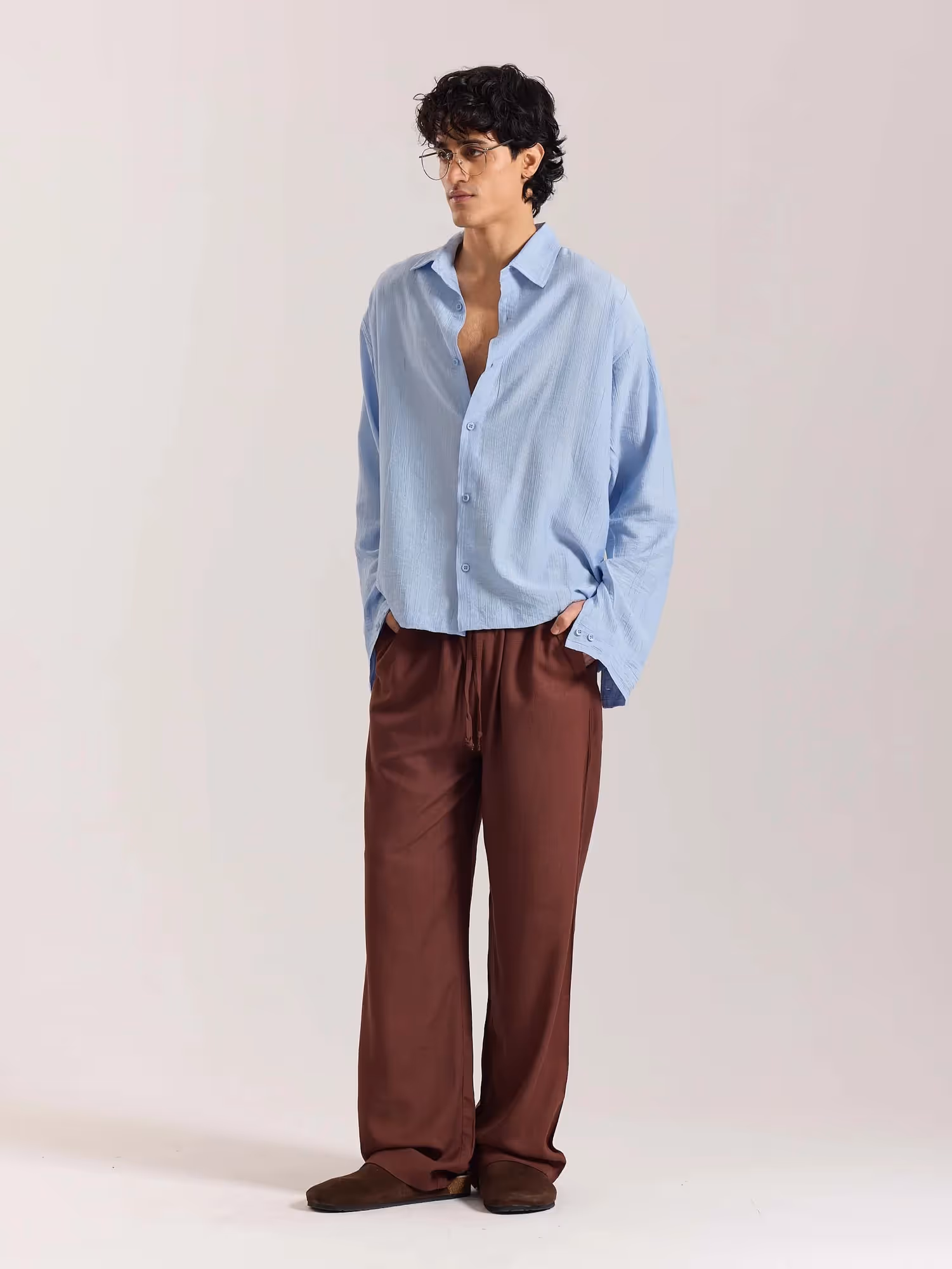 Powder Blue Wave Textured Holiday Shirt  image 4