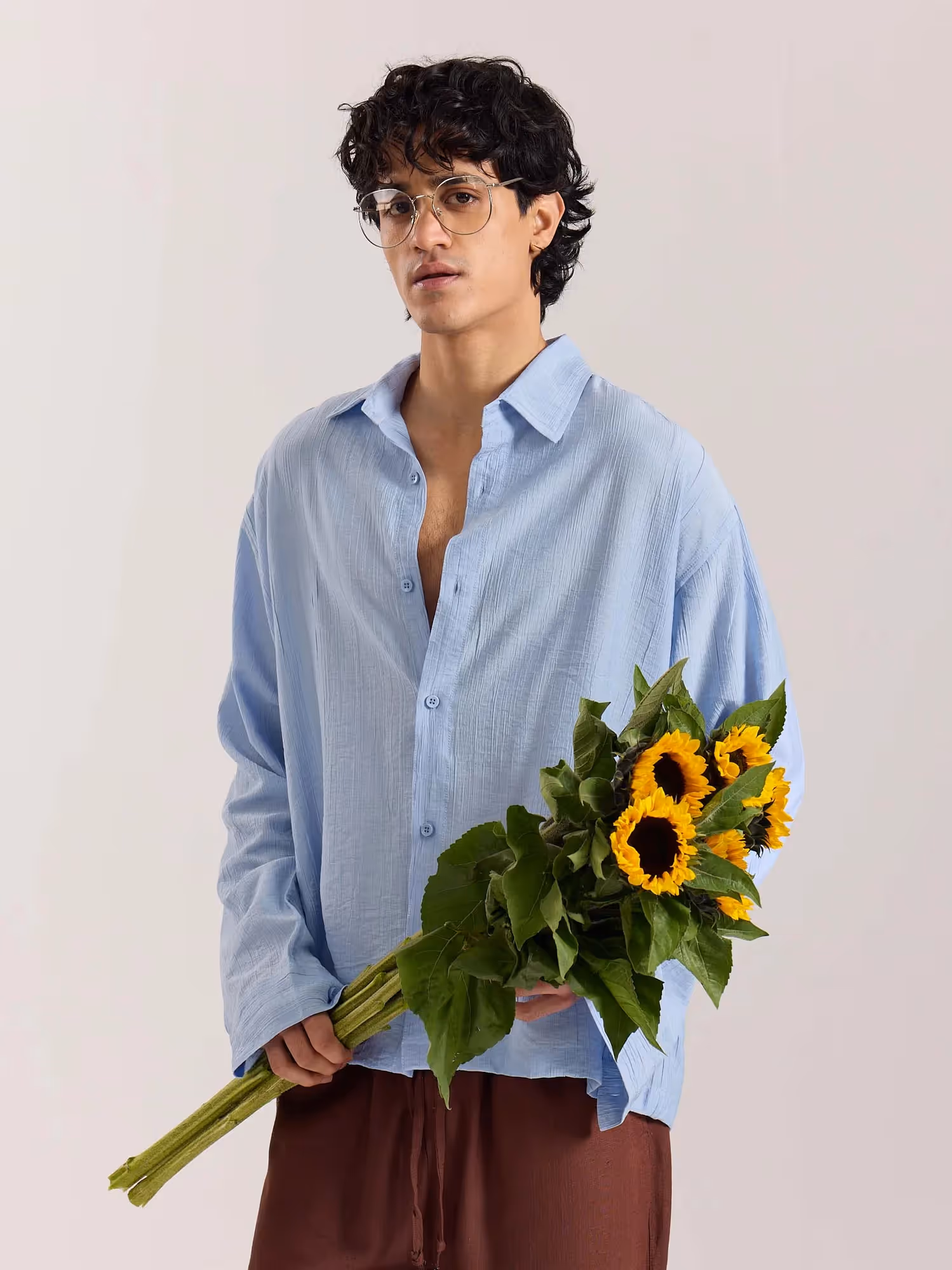 Powder Blue Wave Textured Holiday Shirt  image 5