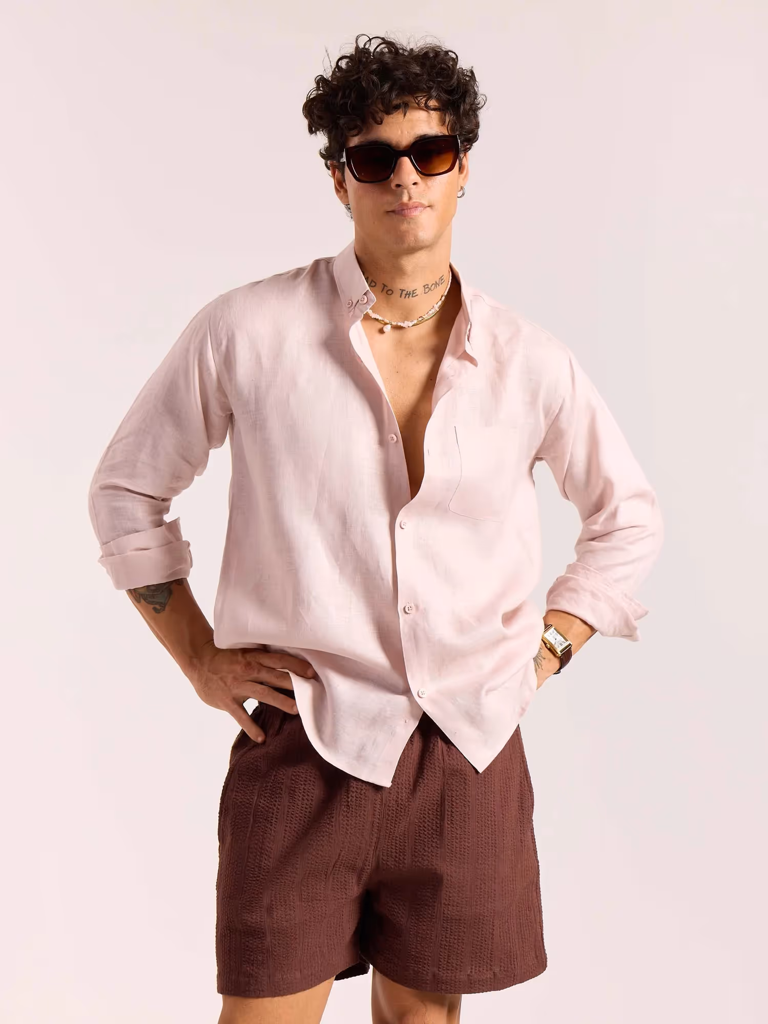 Powder Pink 60s Lea Linen Shirt image 3