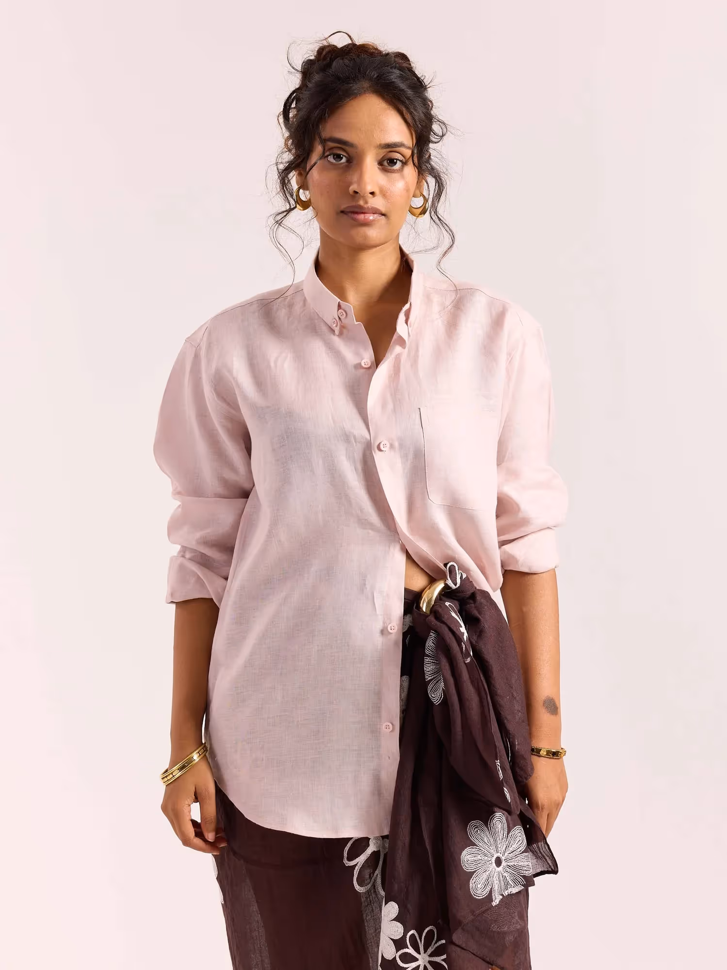 Powder Pink 60s Lea Linen Shirt image 4