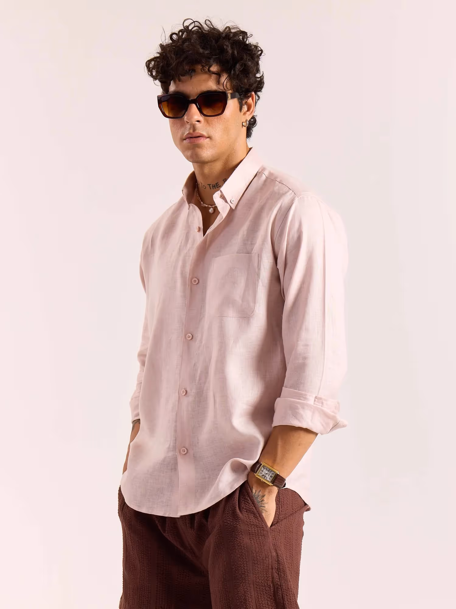 Powder Pink 60s Lea Linen Shirt image 7