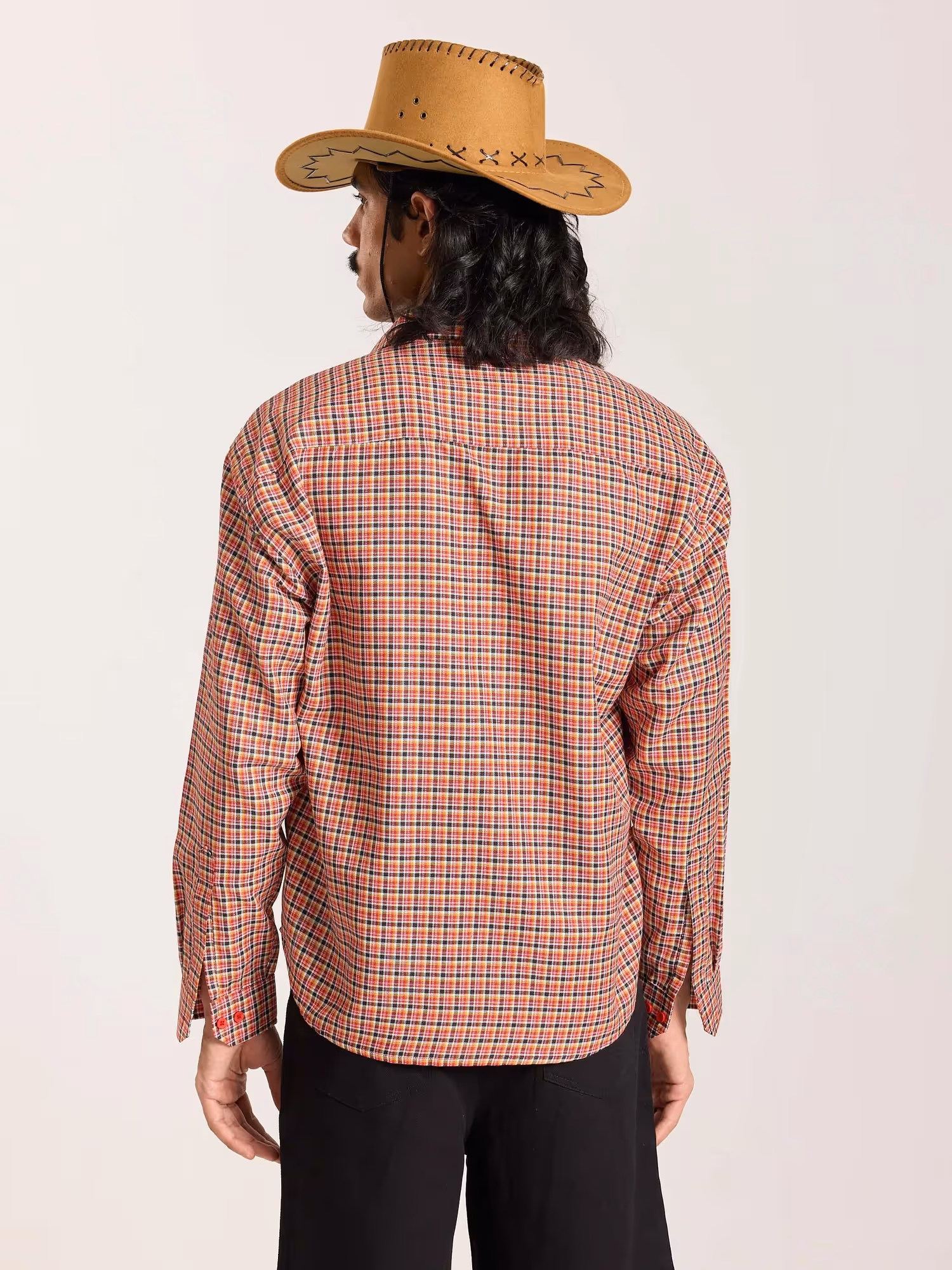 Red & Black Checkered Oversized Cropped Shirt  image 8