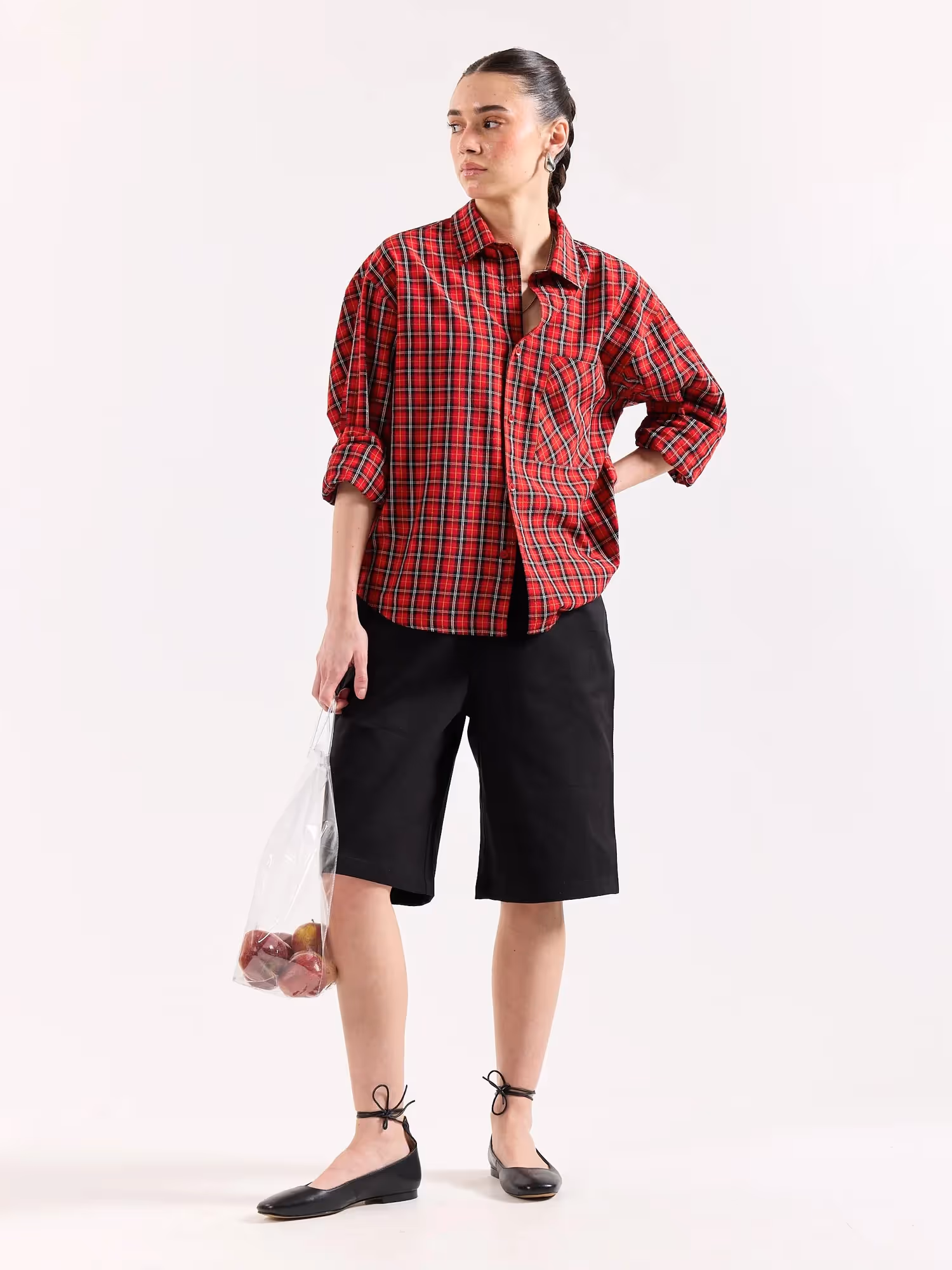Red & Black Checkered Seersucker Oversized Shirt image 2