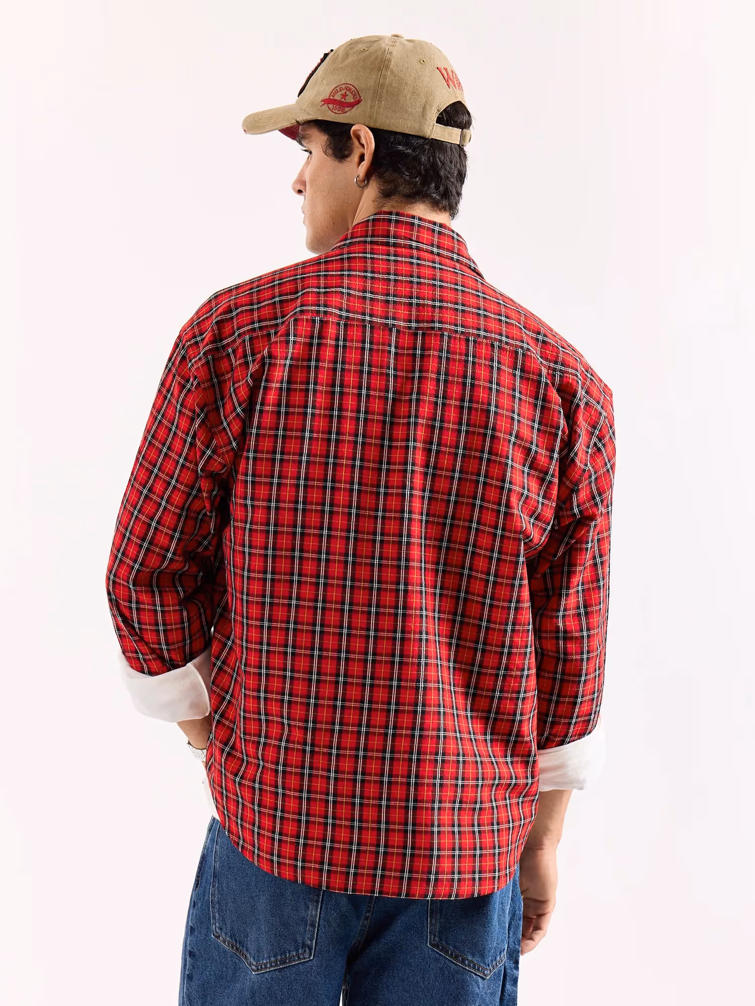 Red & Black Checkered Seersucker Oversized Shirt image 8