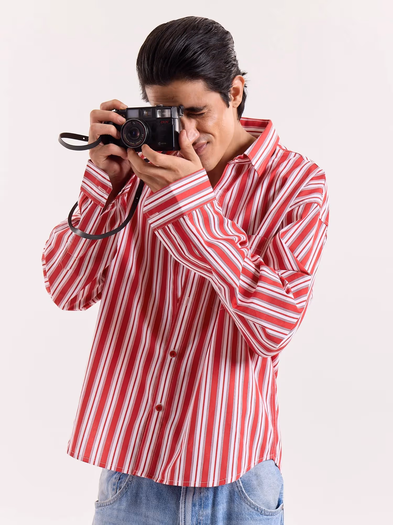 Red & White Striped Cropped Shirt  image 5