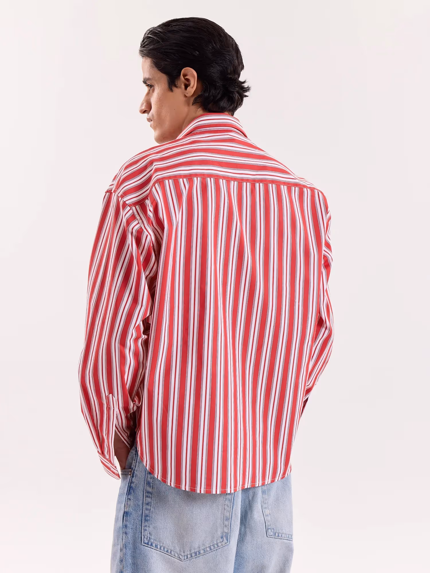 Red & White Striped Cropped Shirt  image 8
