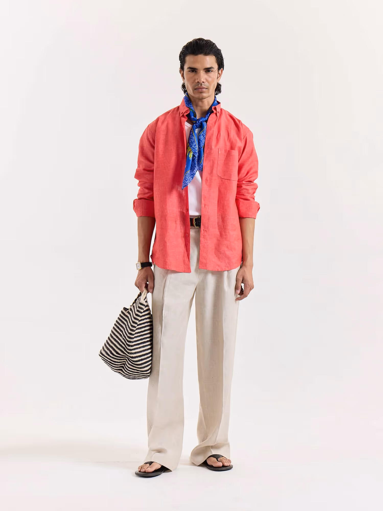Red Chambray Linen Shirt image 1