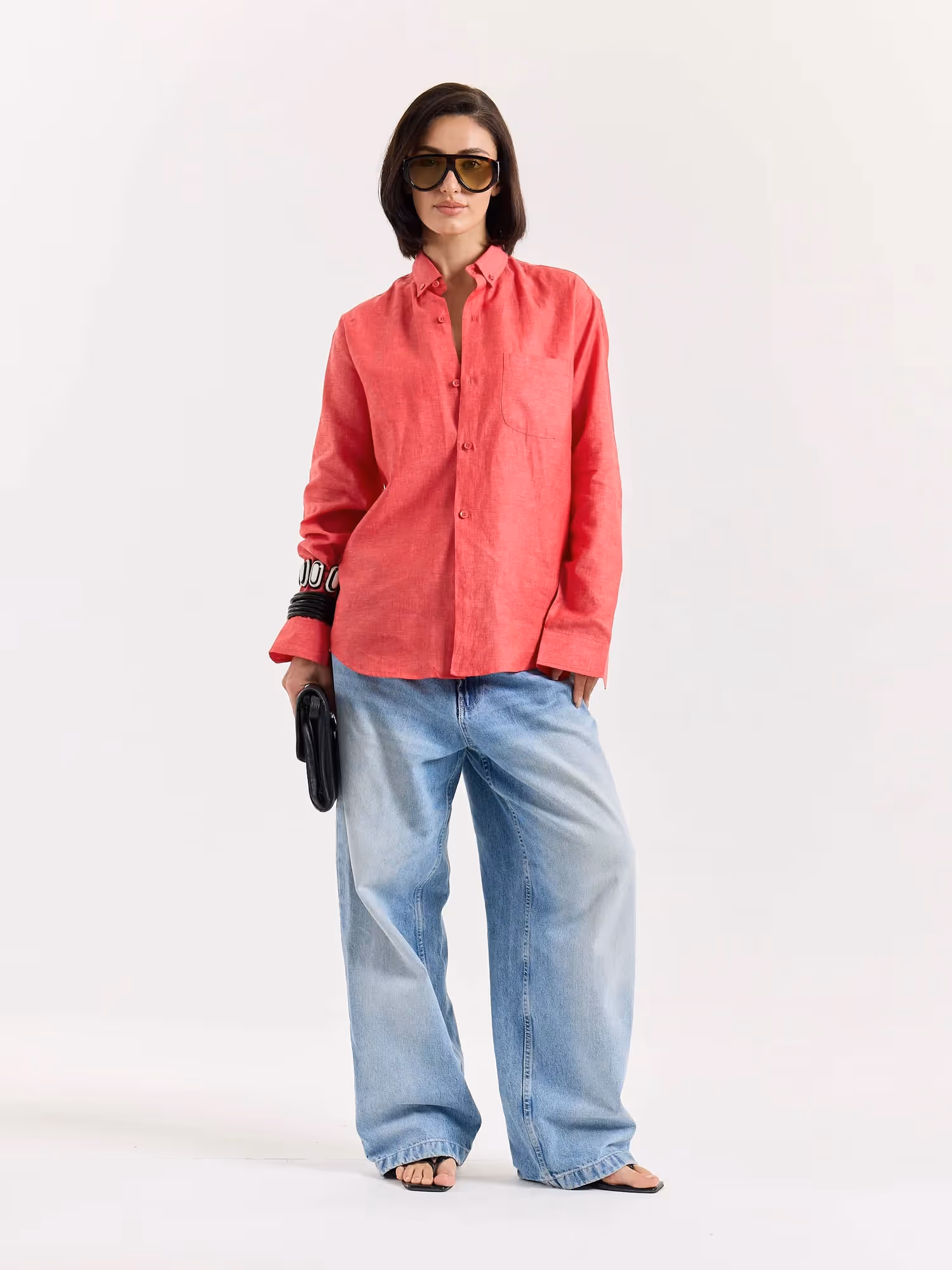 Red Chambray Linen Shirt image 2