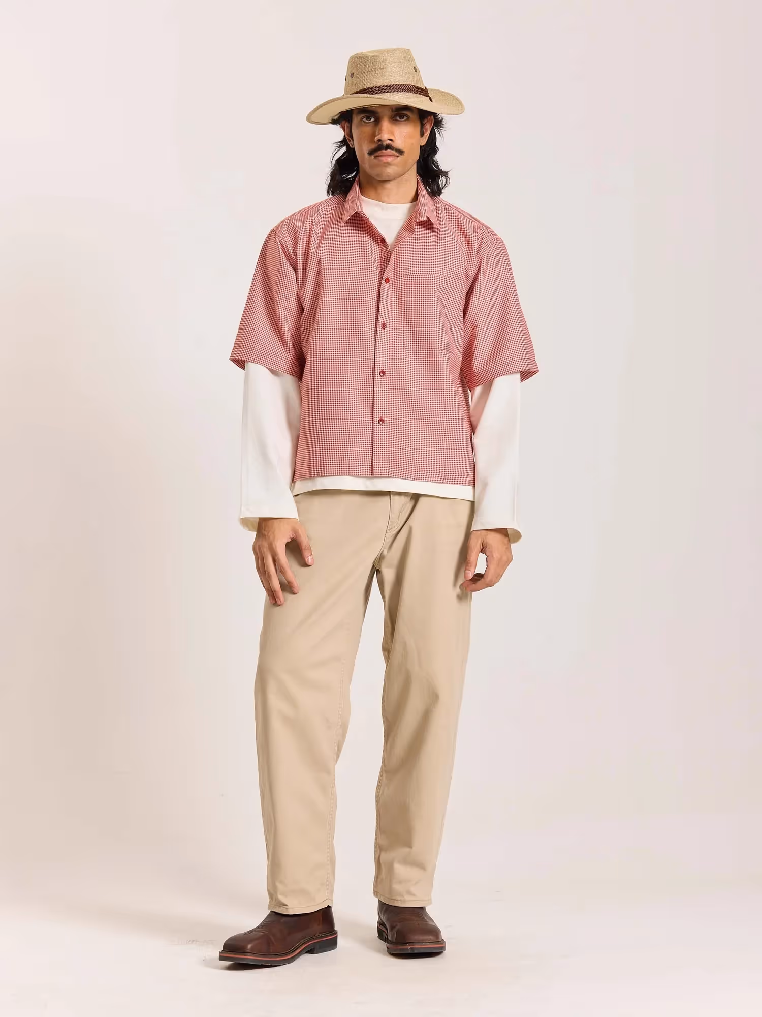 Red Checkered Cropped Shirt image 1