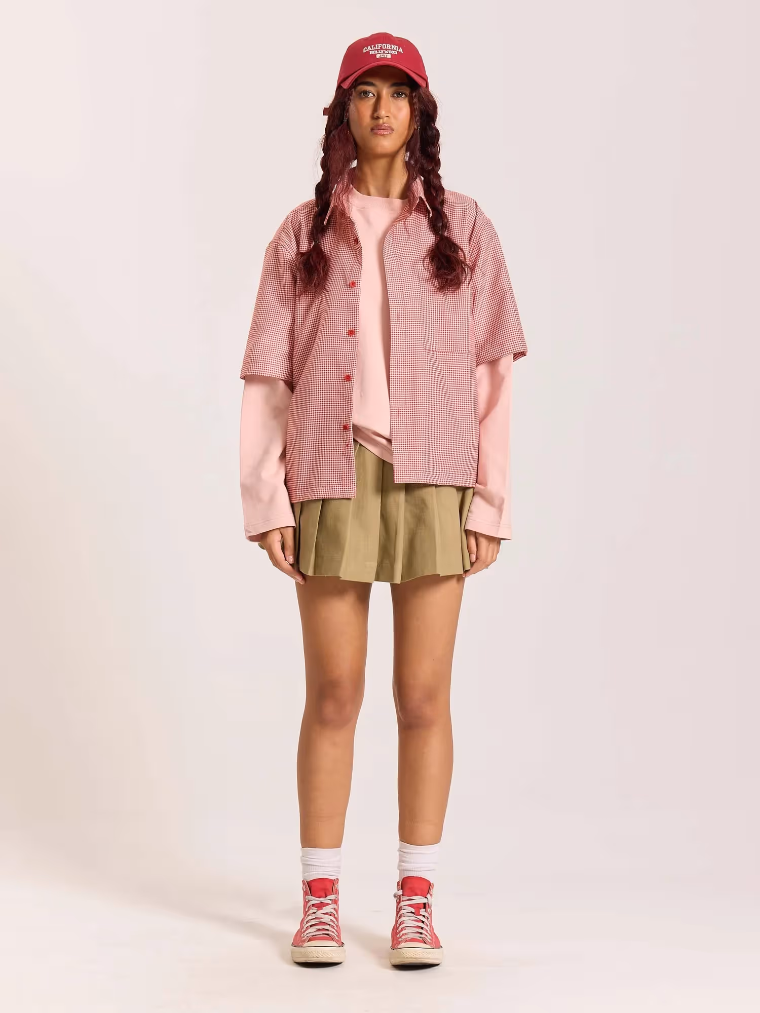 Red Checkered Cropped Shirt  image 2