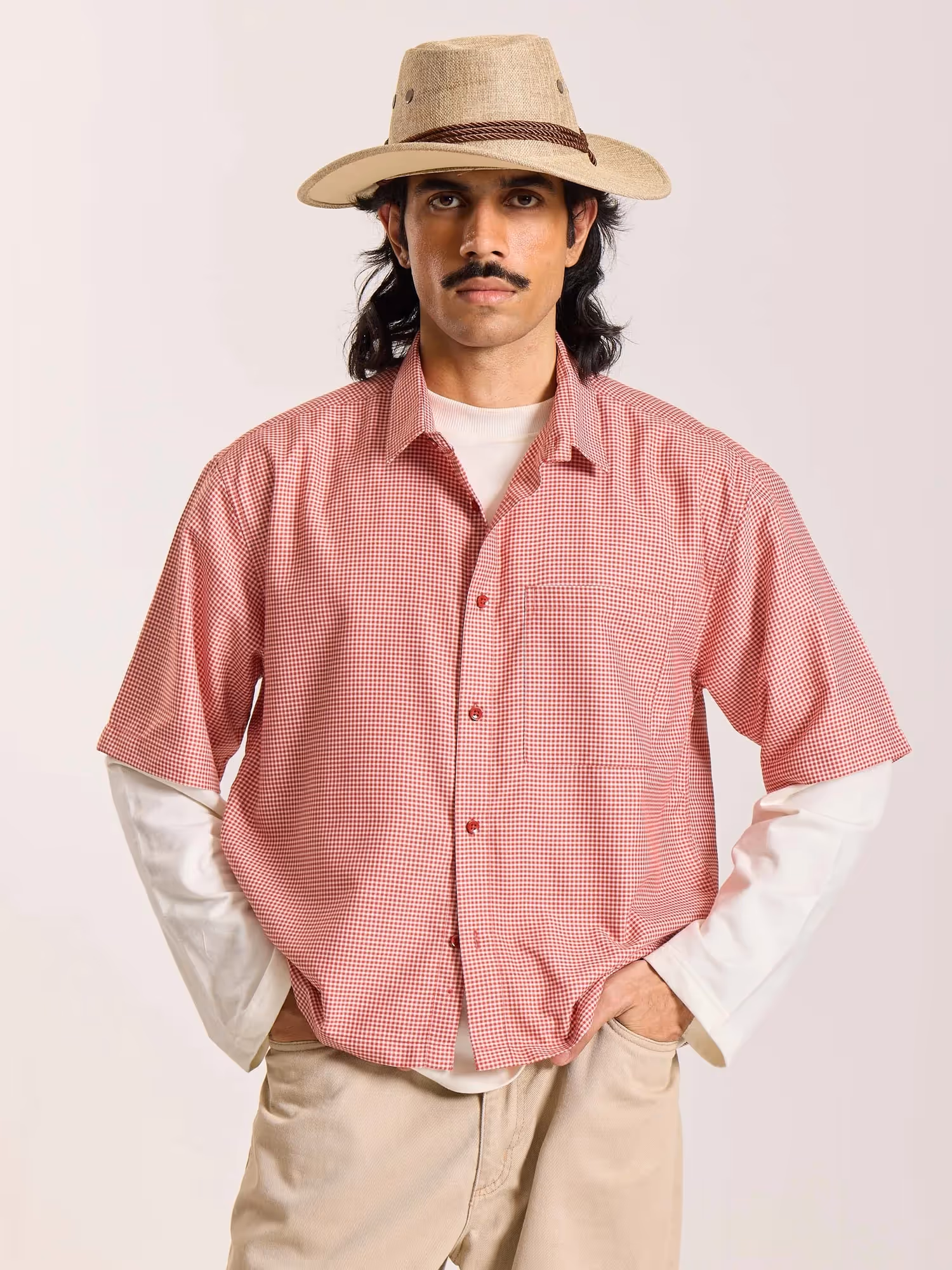 Red Checkered Cropped Shirt  image 3