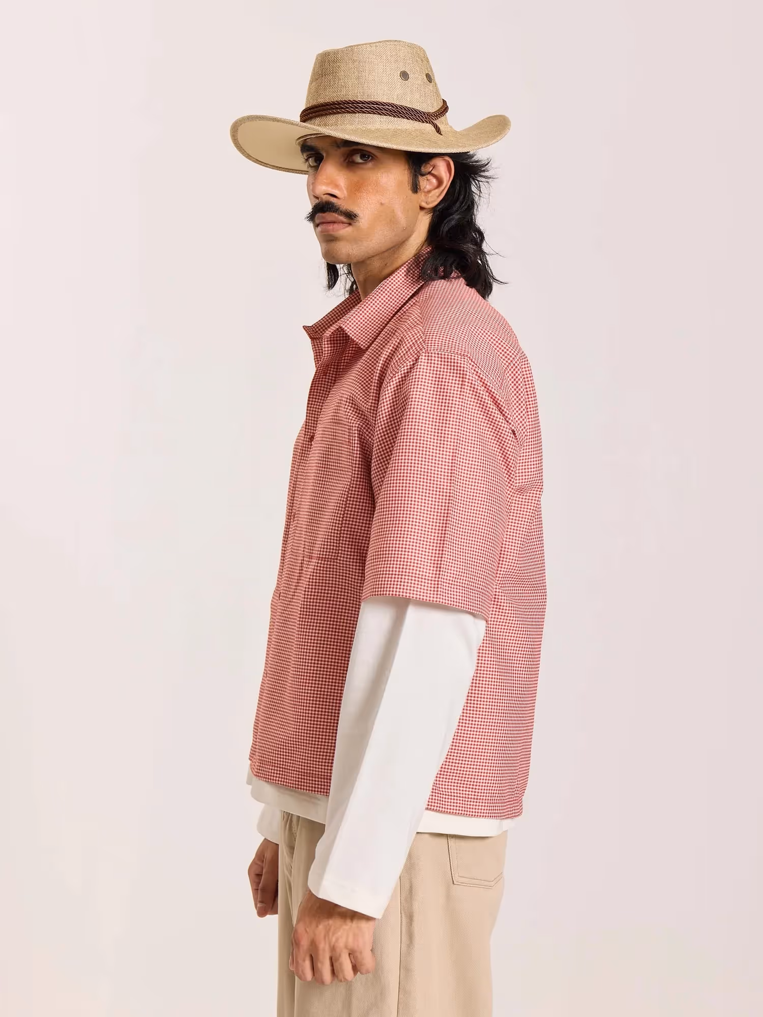 Red Checkered Cropped Shirt  image 6