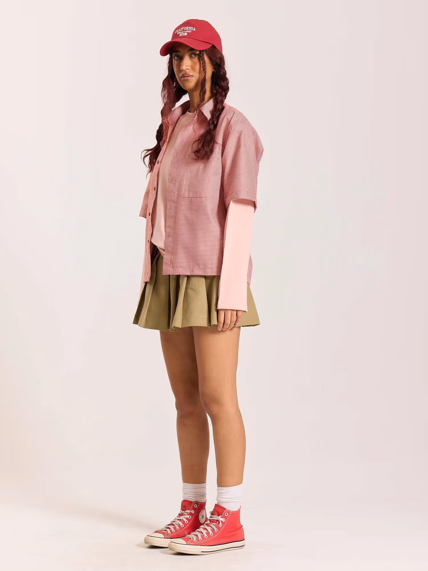 Red Checkered Cropped Shirt  image 7