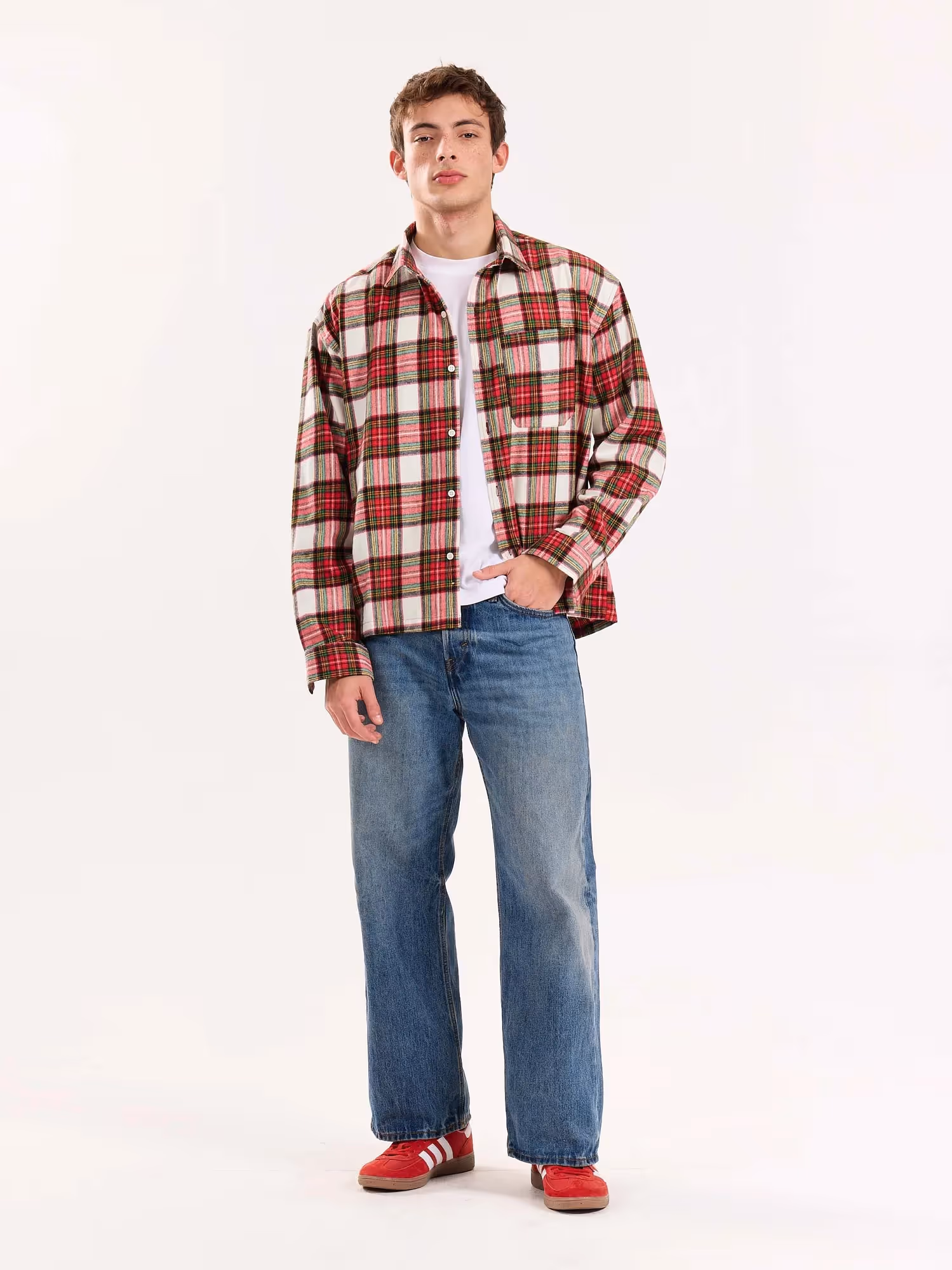 Red Checkered Flannel Overshirt image 1