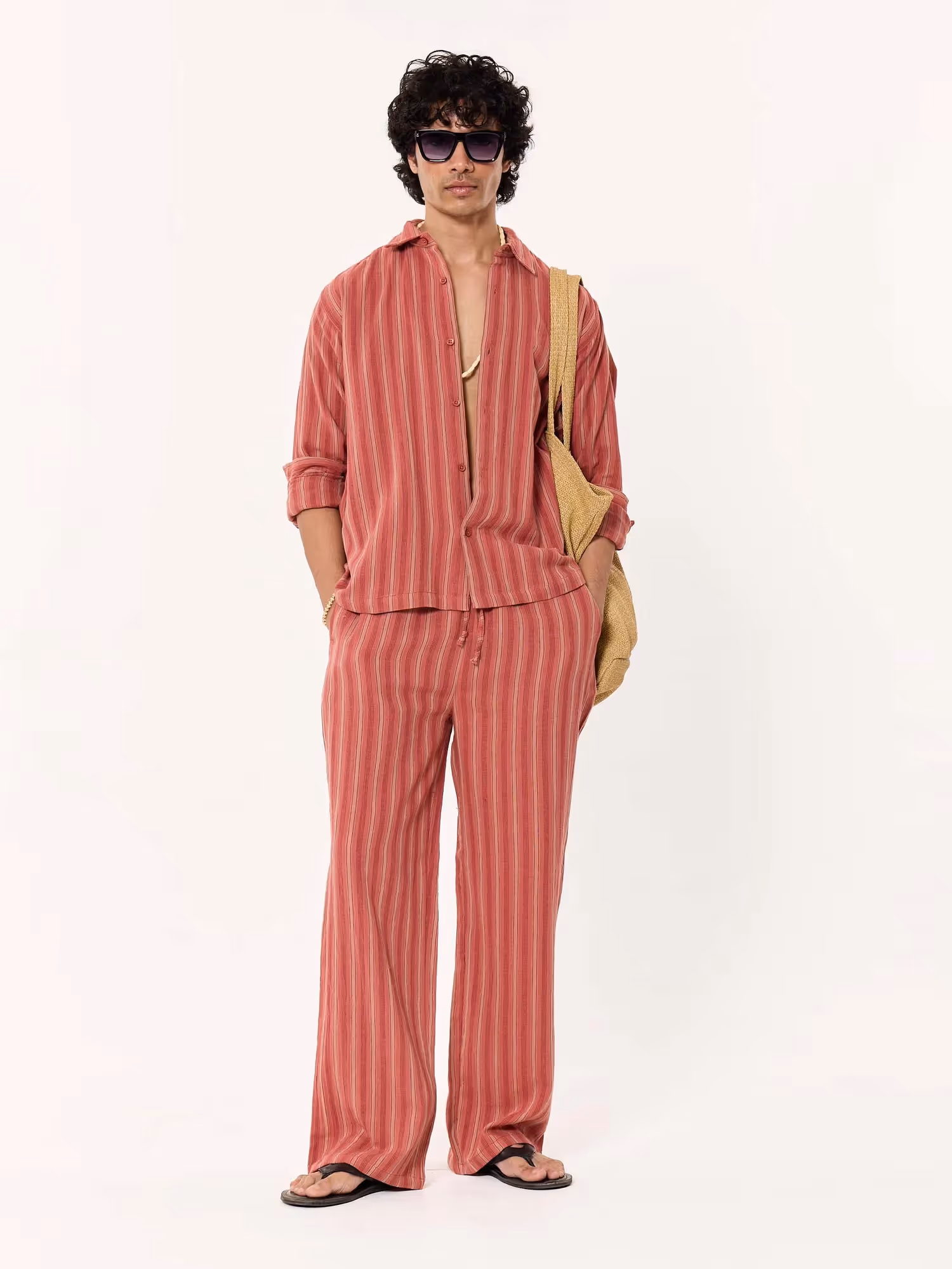 Red Clay Striped Gauze Pull-on Pants image 1