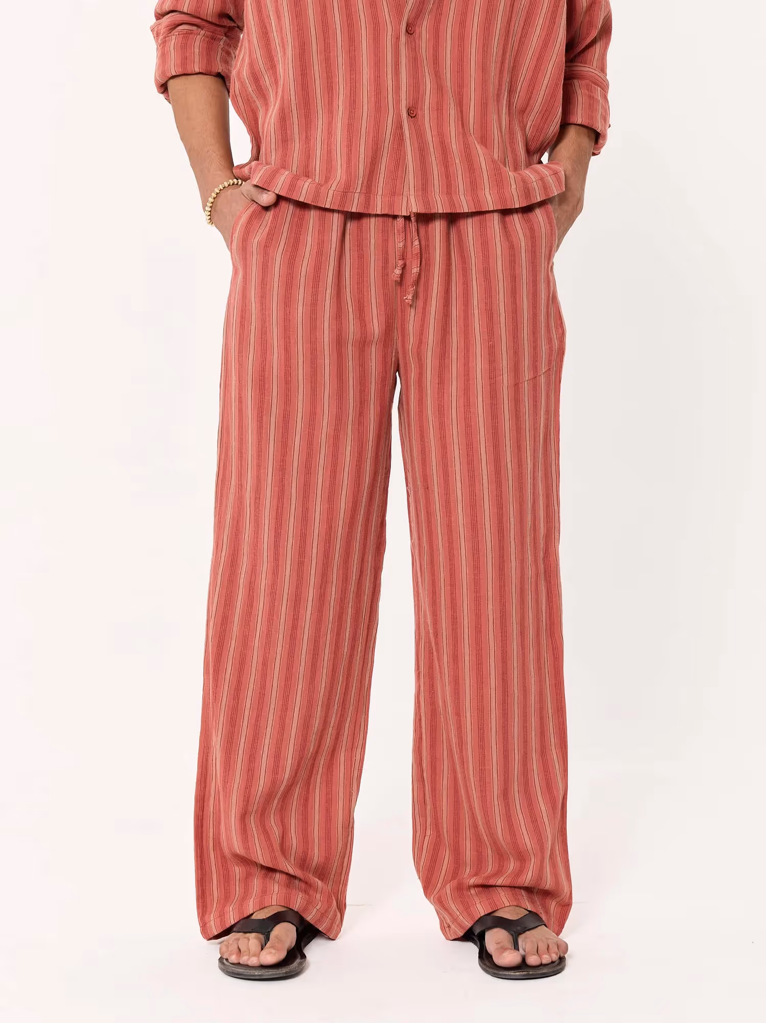 Red Clay Striped Gauze Pull-on Pants image 2