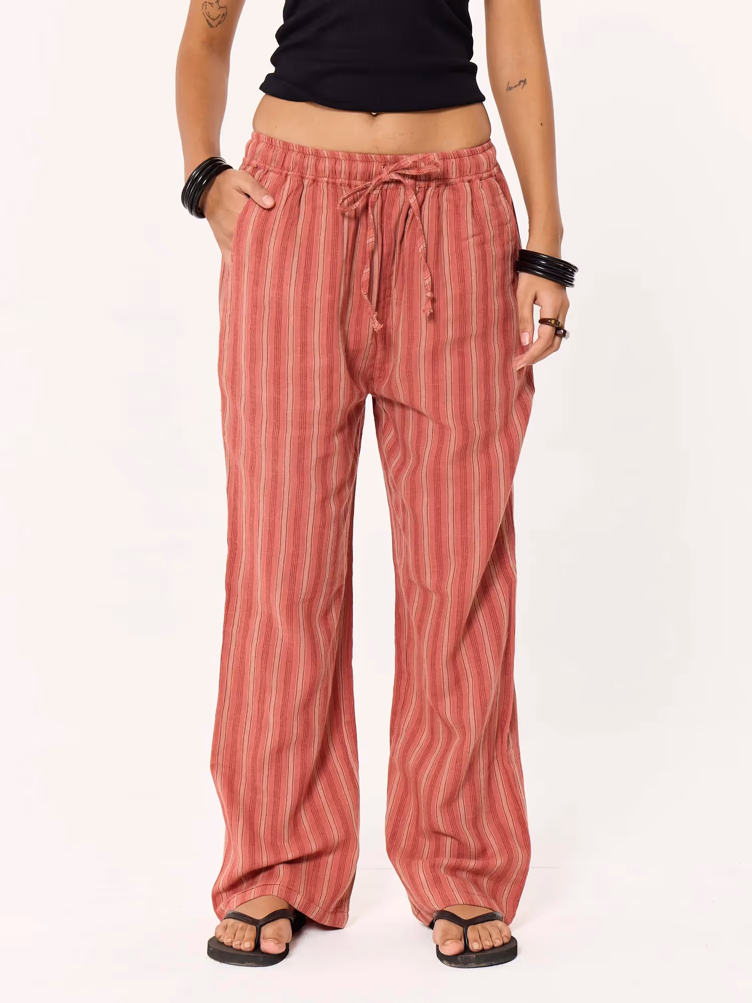 Red Clay Striped Gauze Pull-on Pants image 4