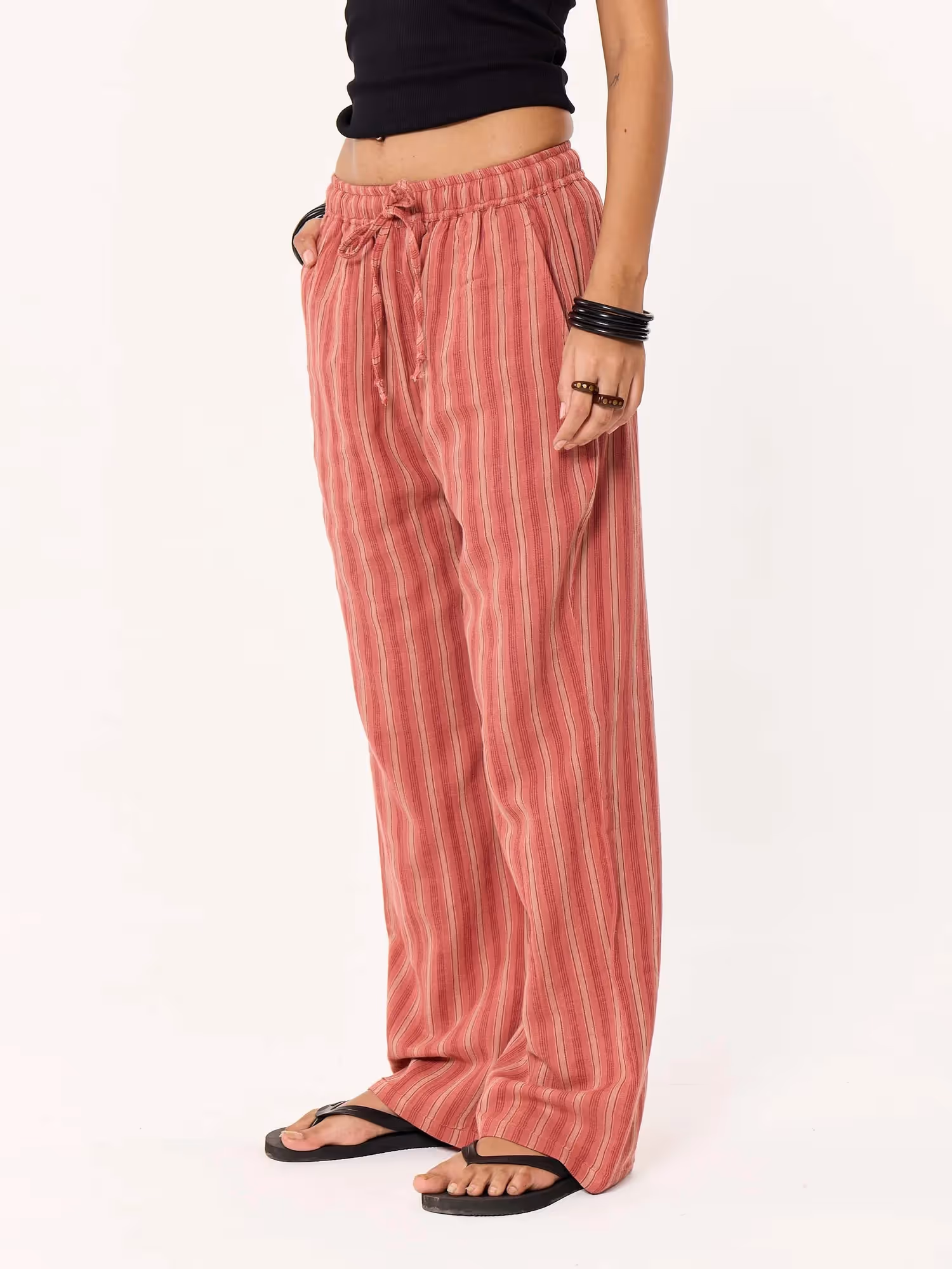 Red Clay Striped Gauze Pull-on Pants image 5