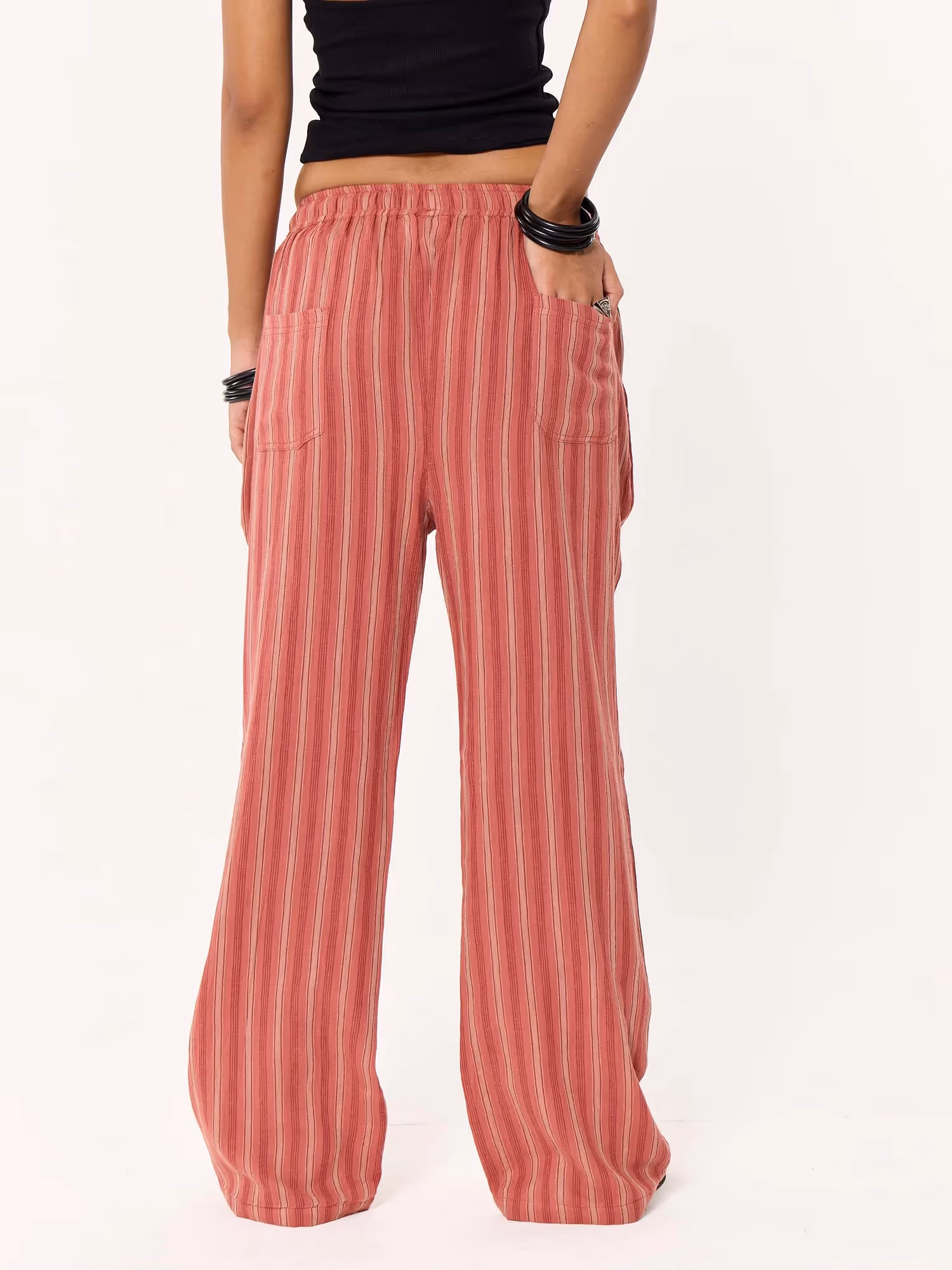 Red Clay Striped Gauze Pull-on Pants image 6