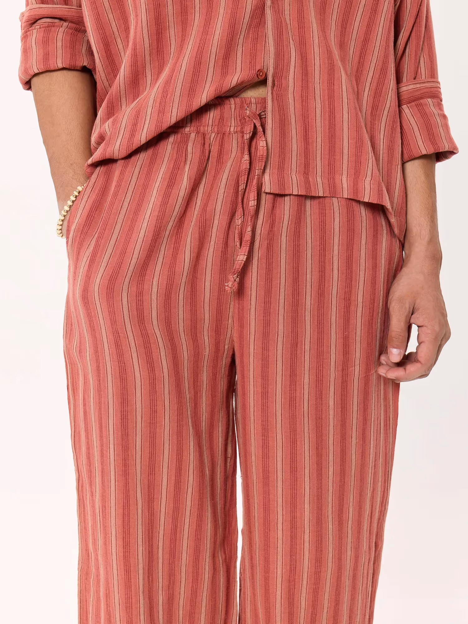 Red Clay Striped Gauze Pull-on Pants image 7