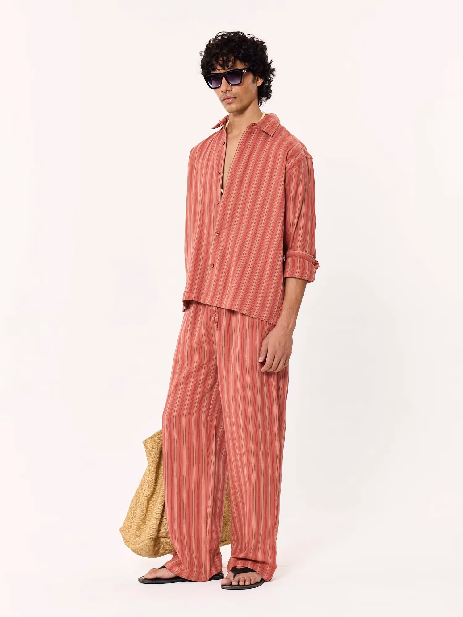 Red Clay Striped Gauze Pull-on Pants image 8