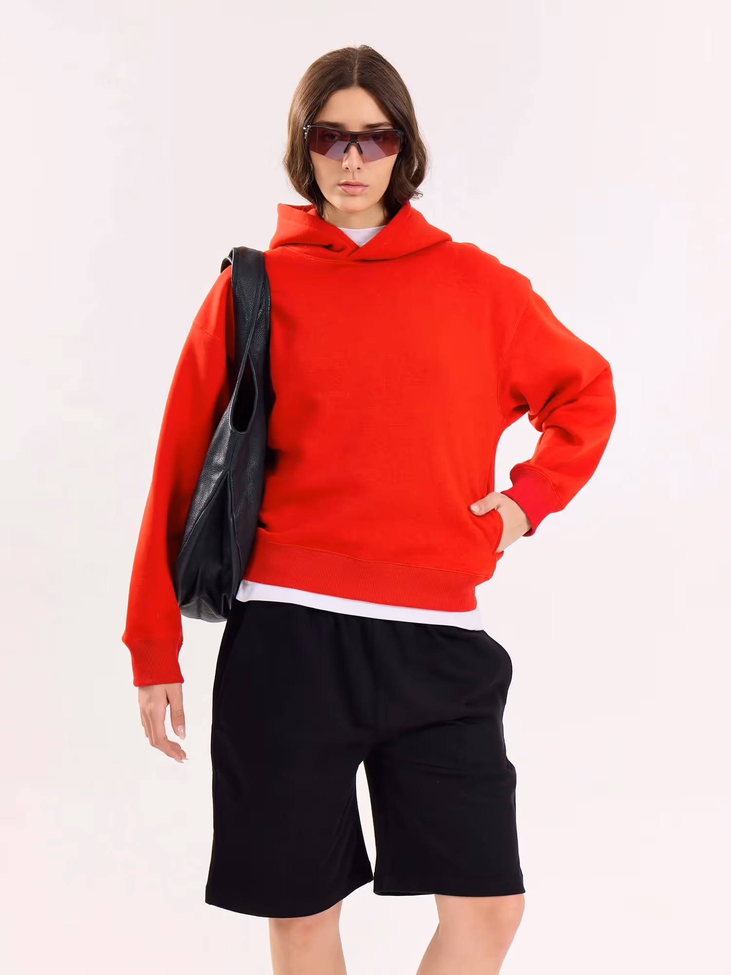 Red Cropped Fit Hoodie image 4