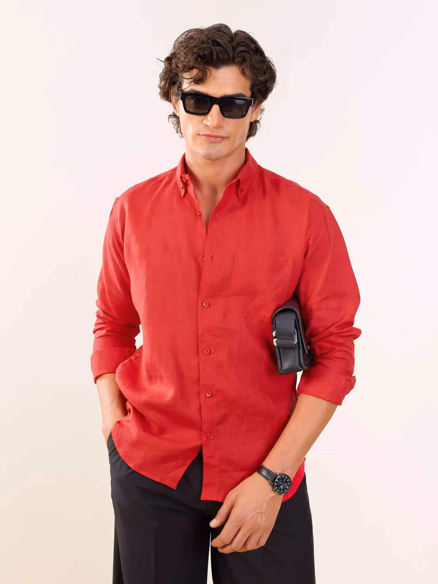 Red Irish Linen Shirt image 1