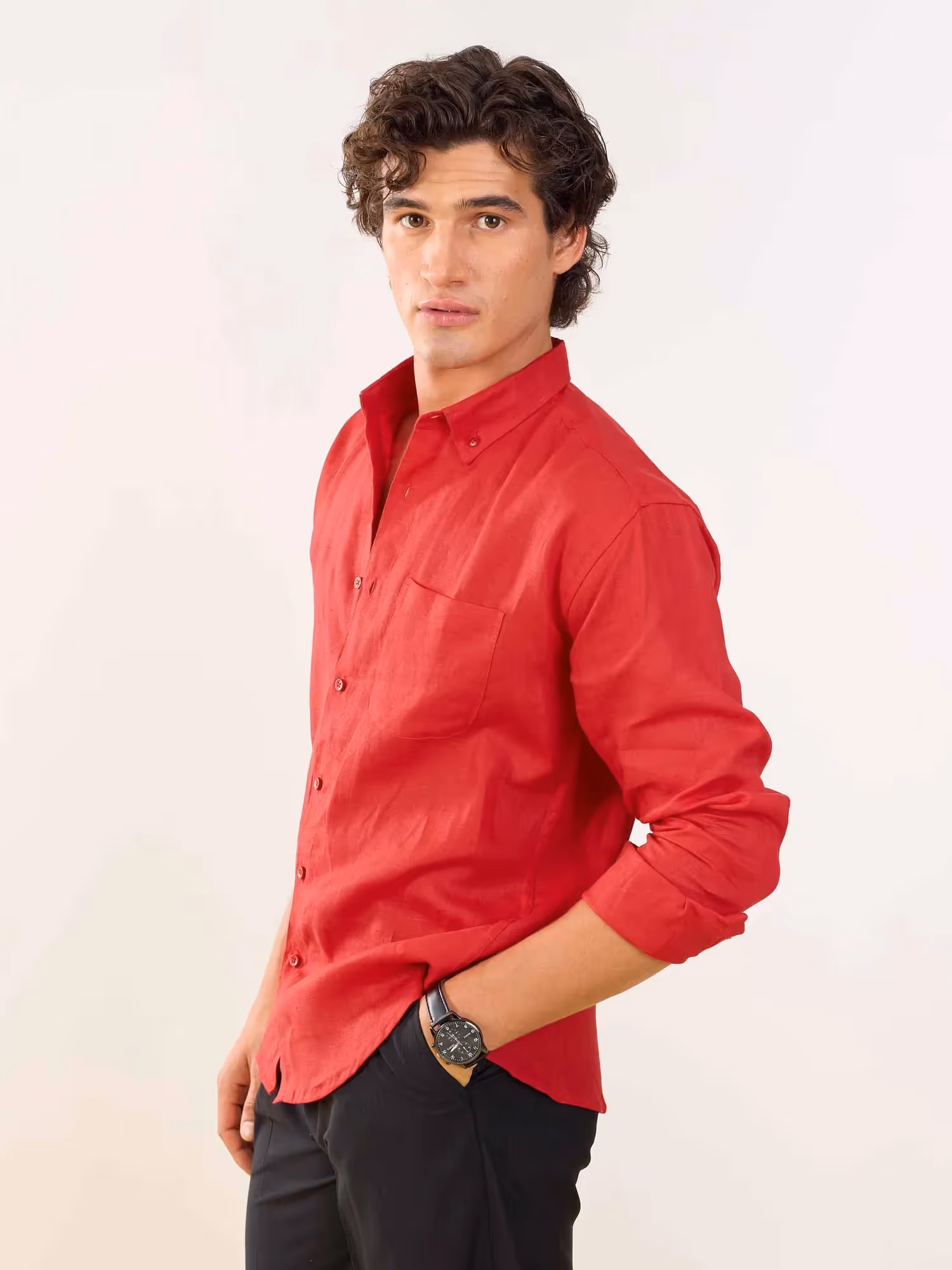 Red Irish Linen Shirt image 3