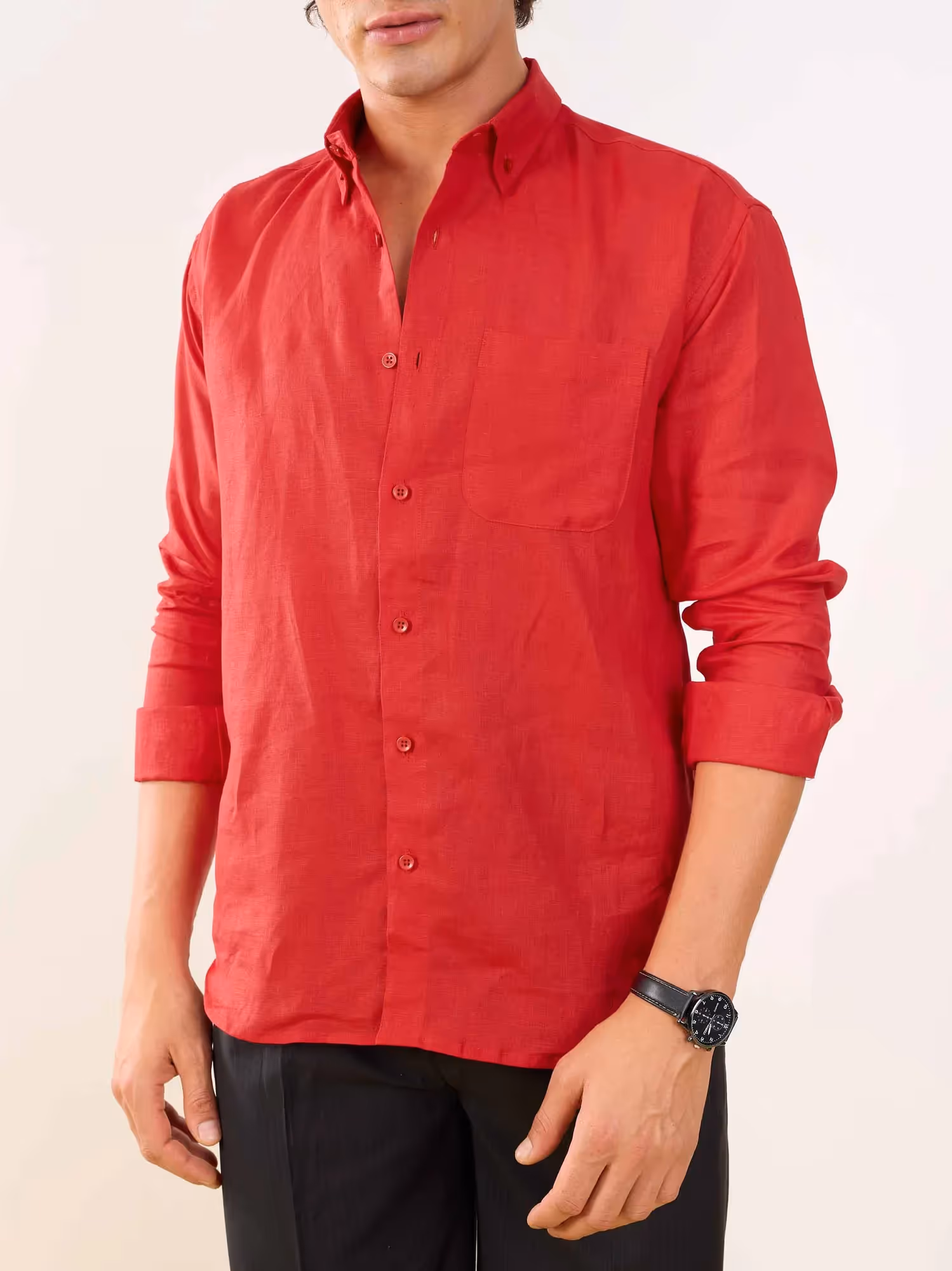 Red Irish Linen Shirt image 6