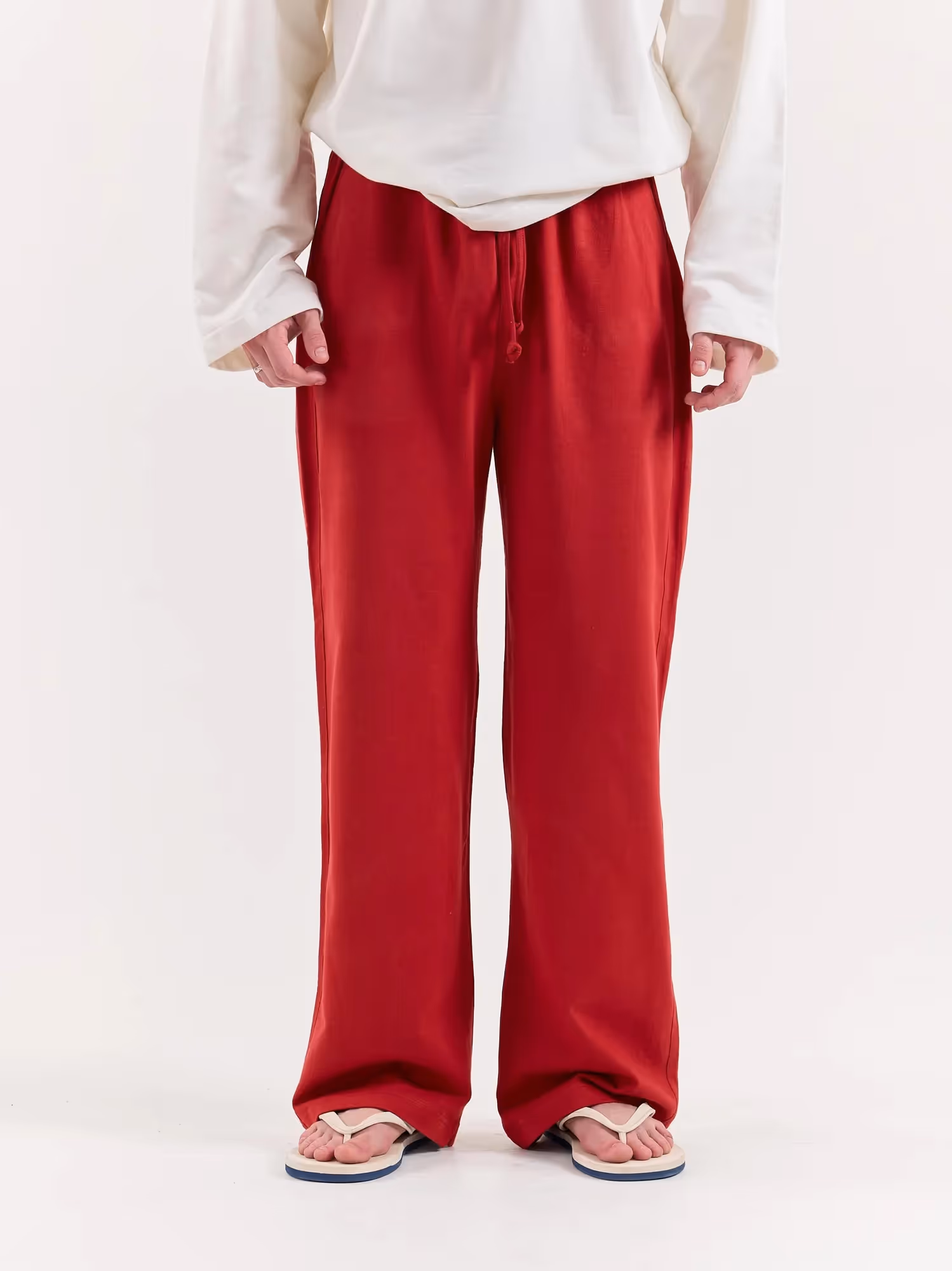 Red Loose Fit Sweatpants image 3