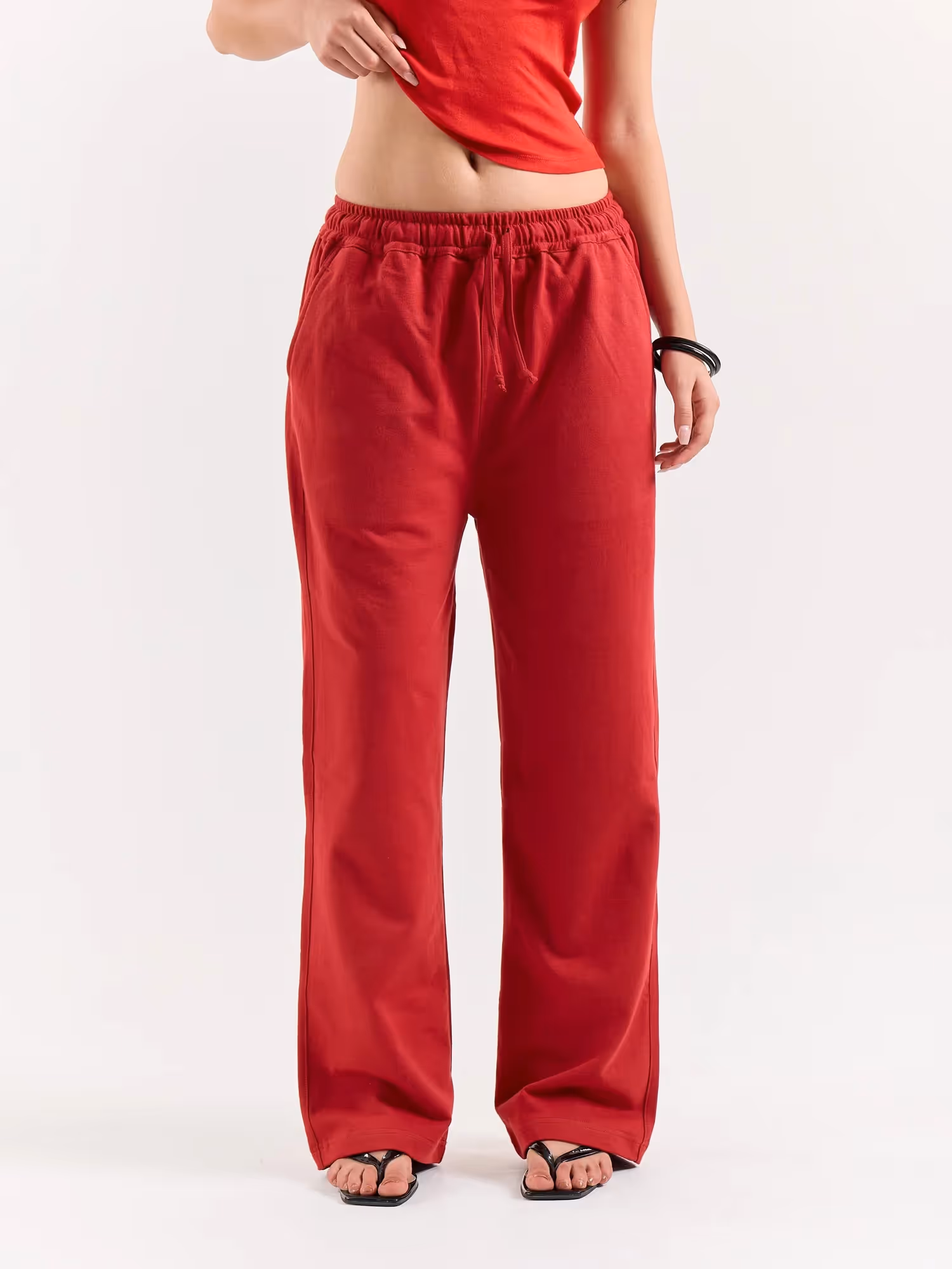 Red Loose Fit Sweatpants image 4