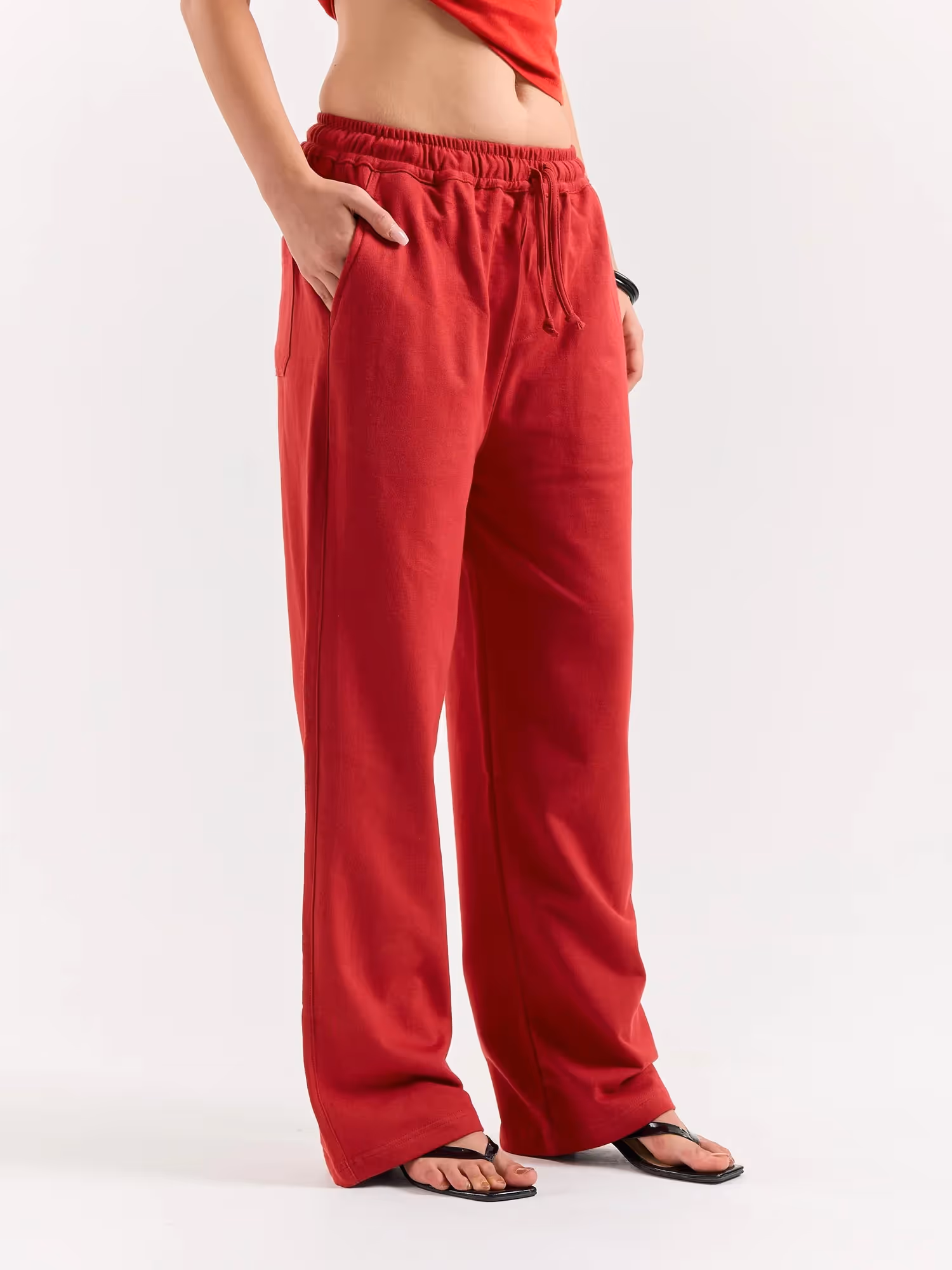 Red Loose Fit Sweatpants image 5