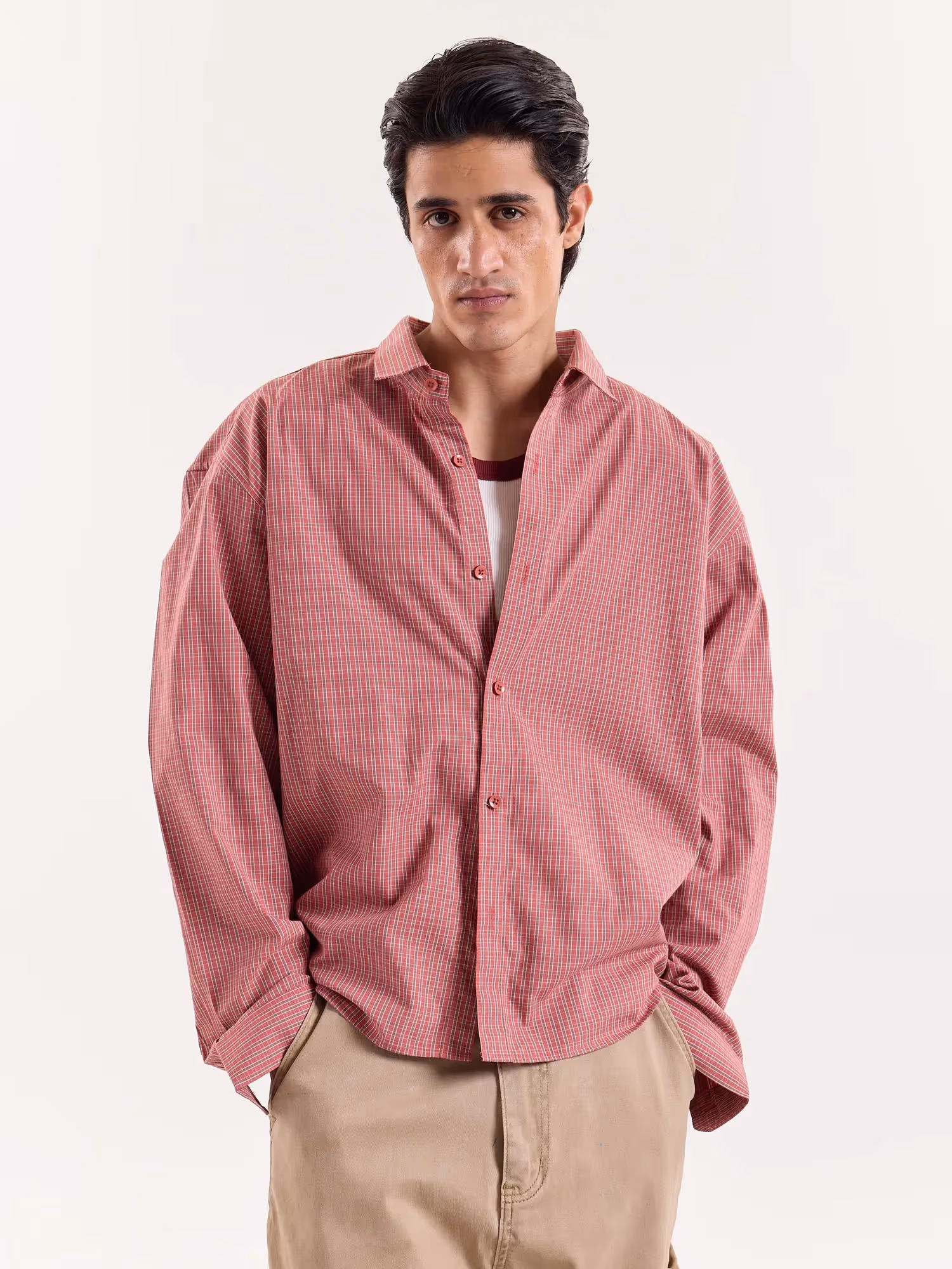 Red Small Checkered Cropped Shirt image 3