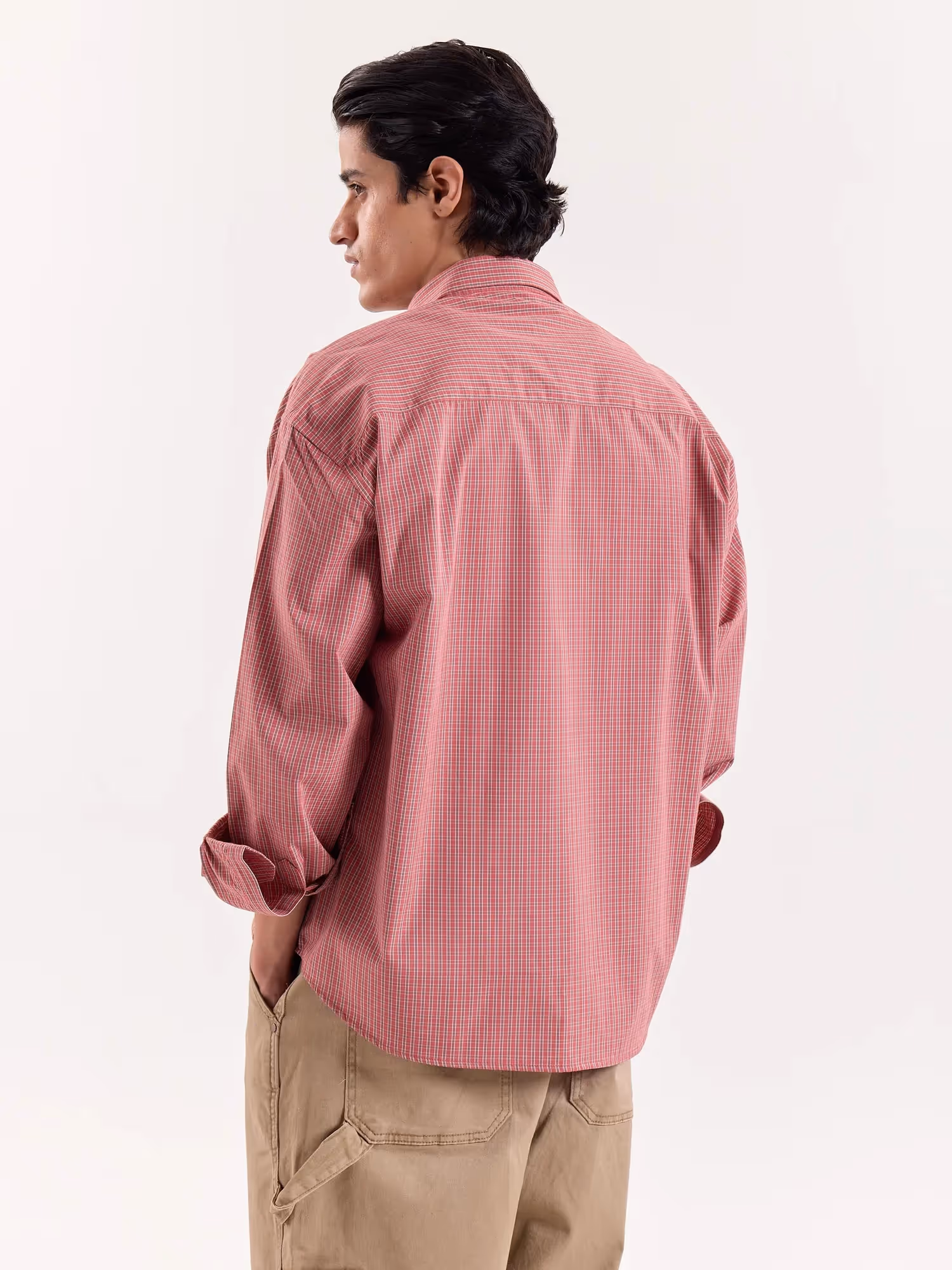 Red Small Checkered Cropped Shirt image 8