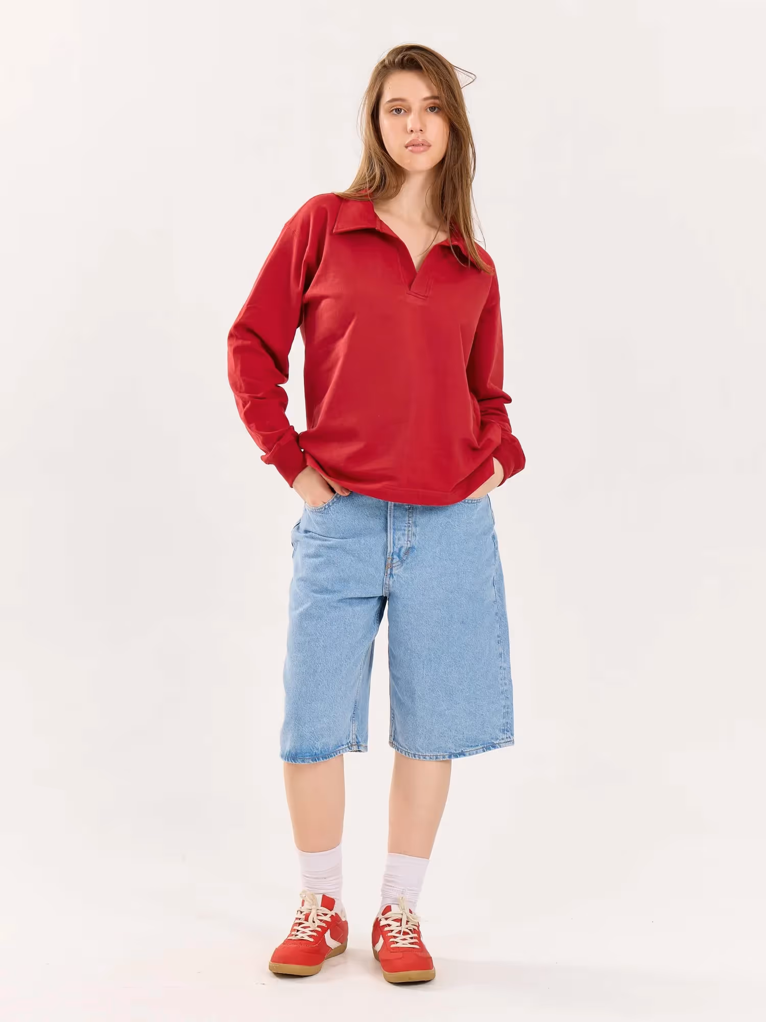 Red Terry Polo Tee image 2