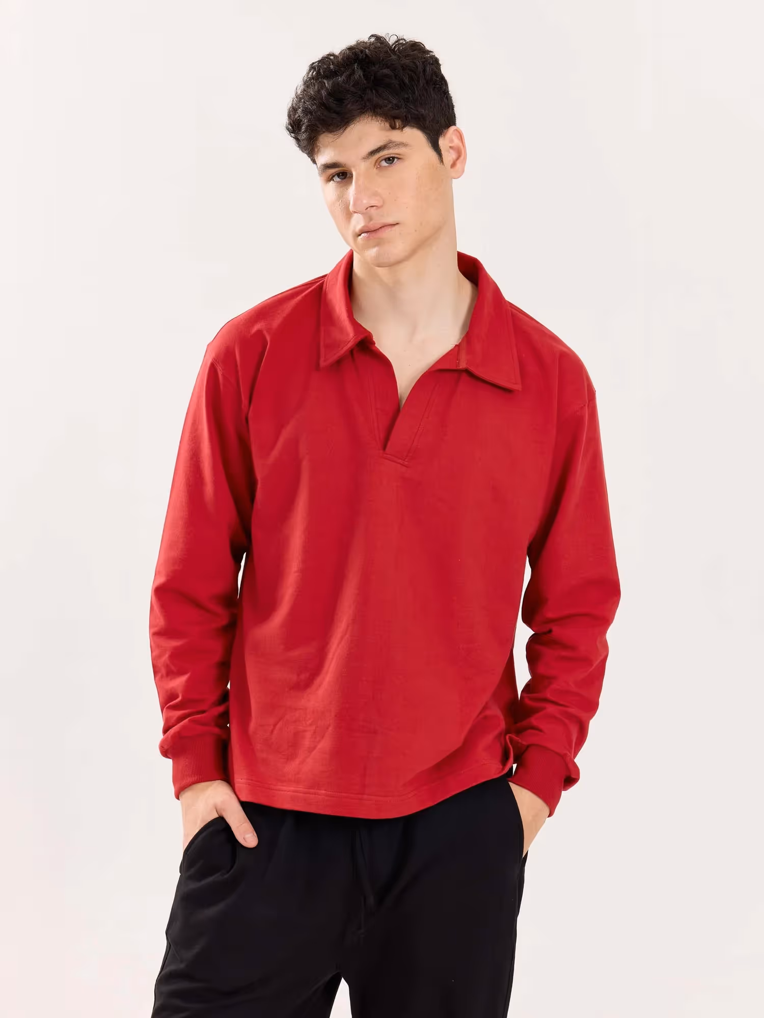 Red Terry Polo Tee image 3