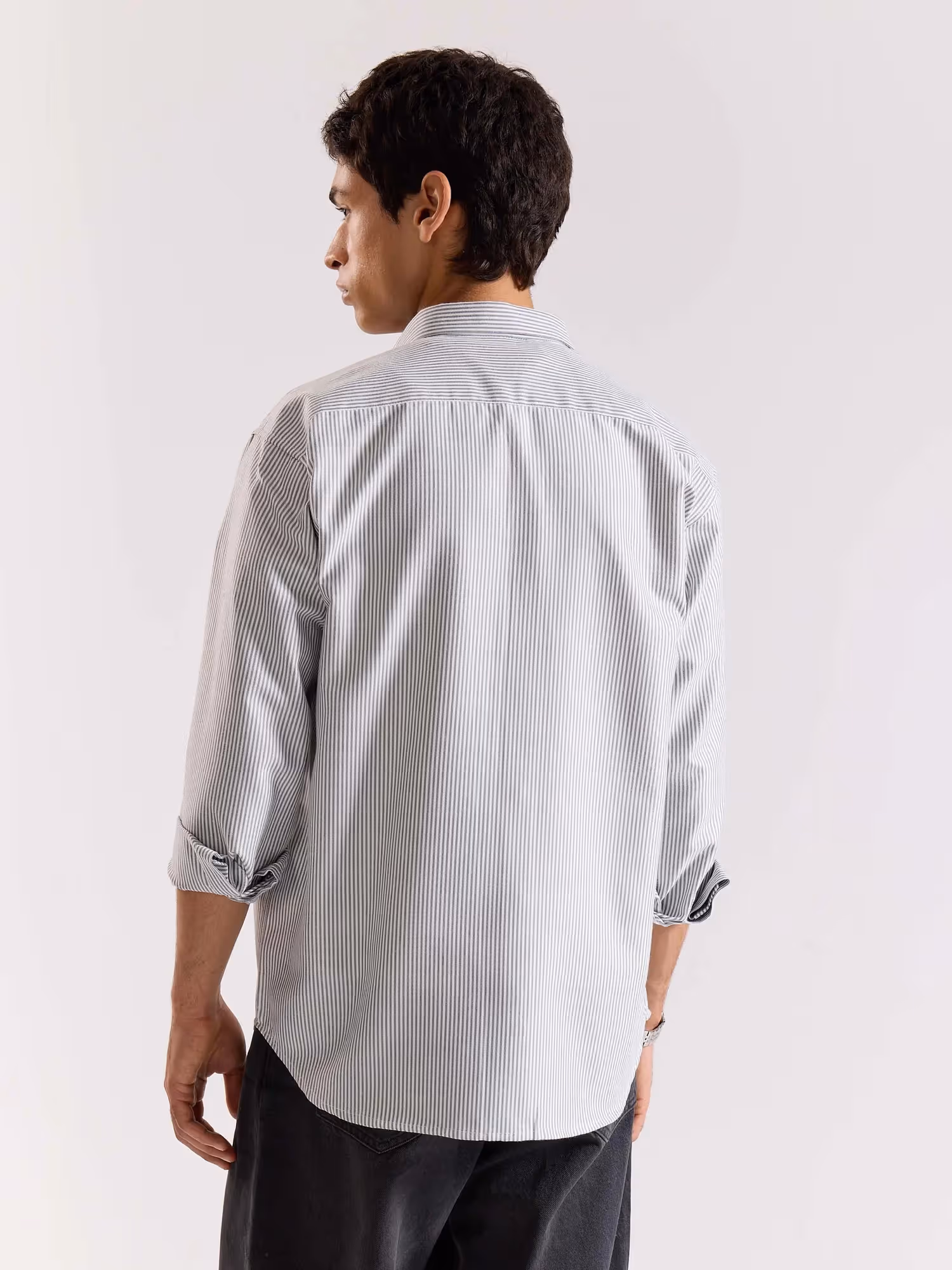 Relaxed Fit Black Striped Shirt image 7