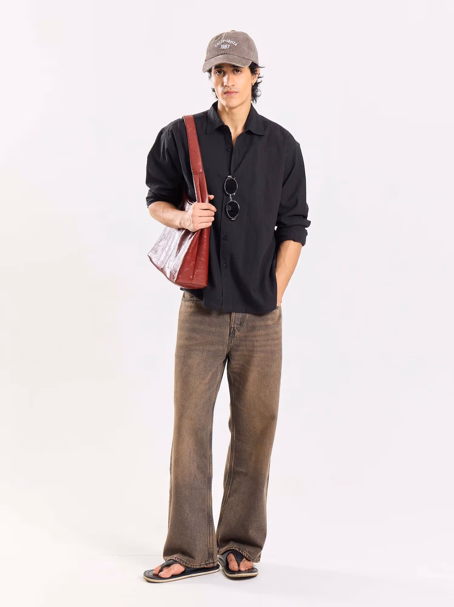 Relaxed Fit Black Textured Shirt image 1