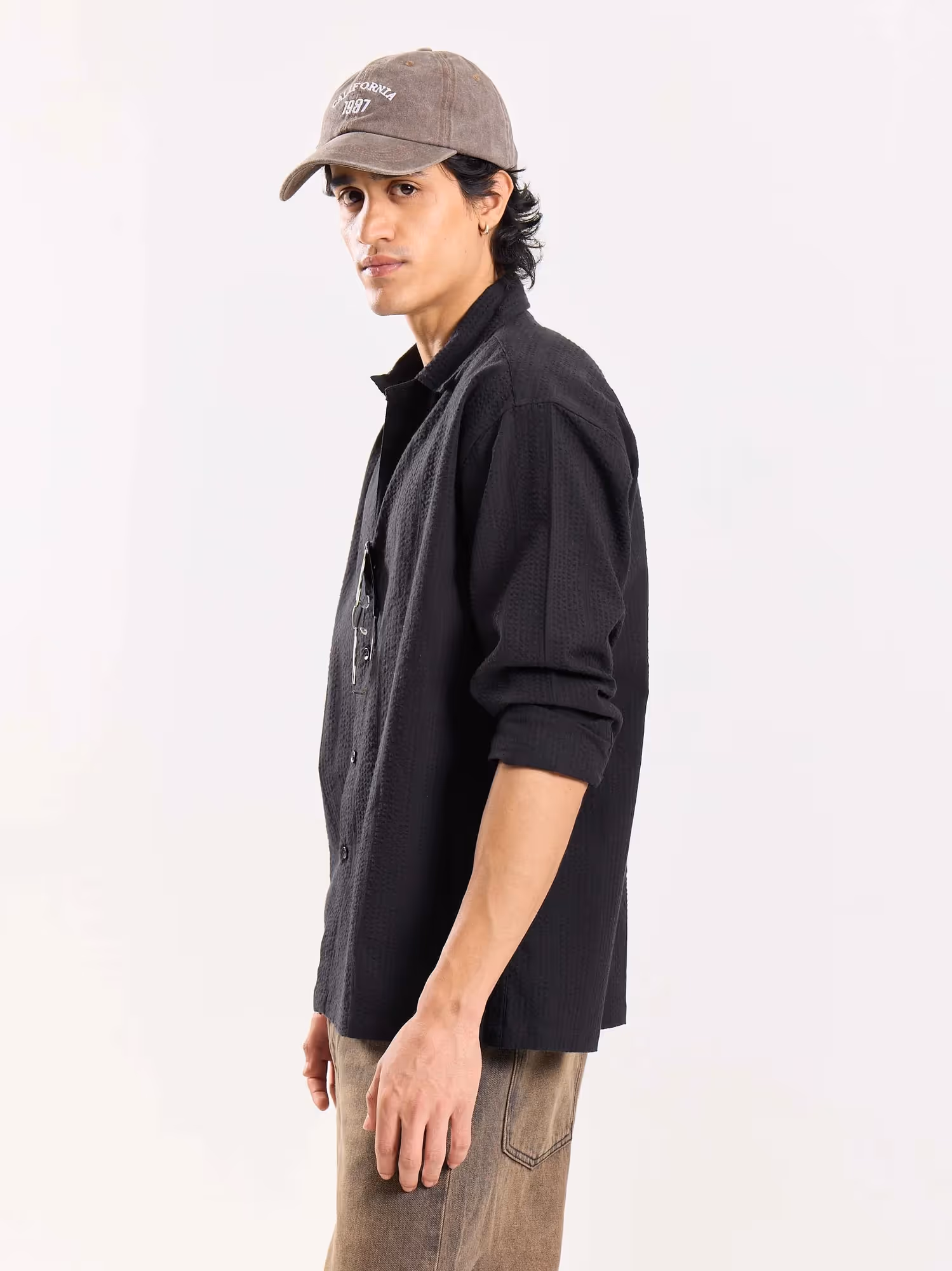 Relaxed Fit Black Textured Shirt image 5