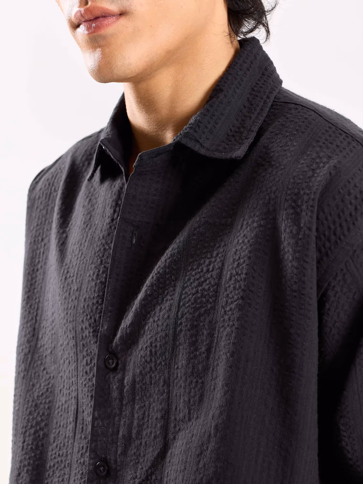 Relaxed Fit Black Textured Shirt image 6