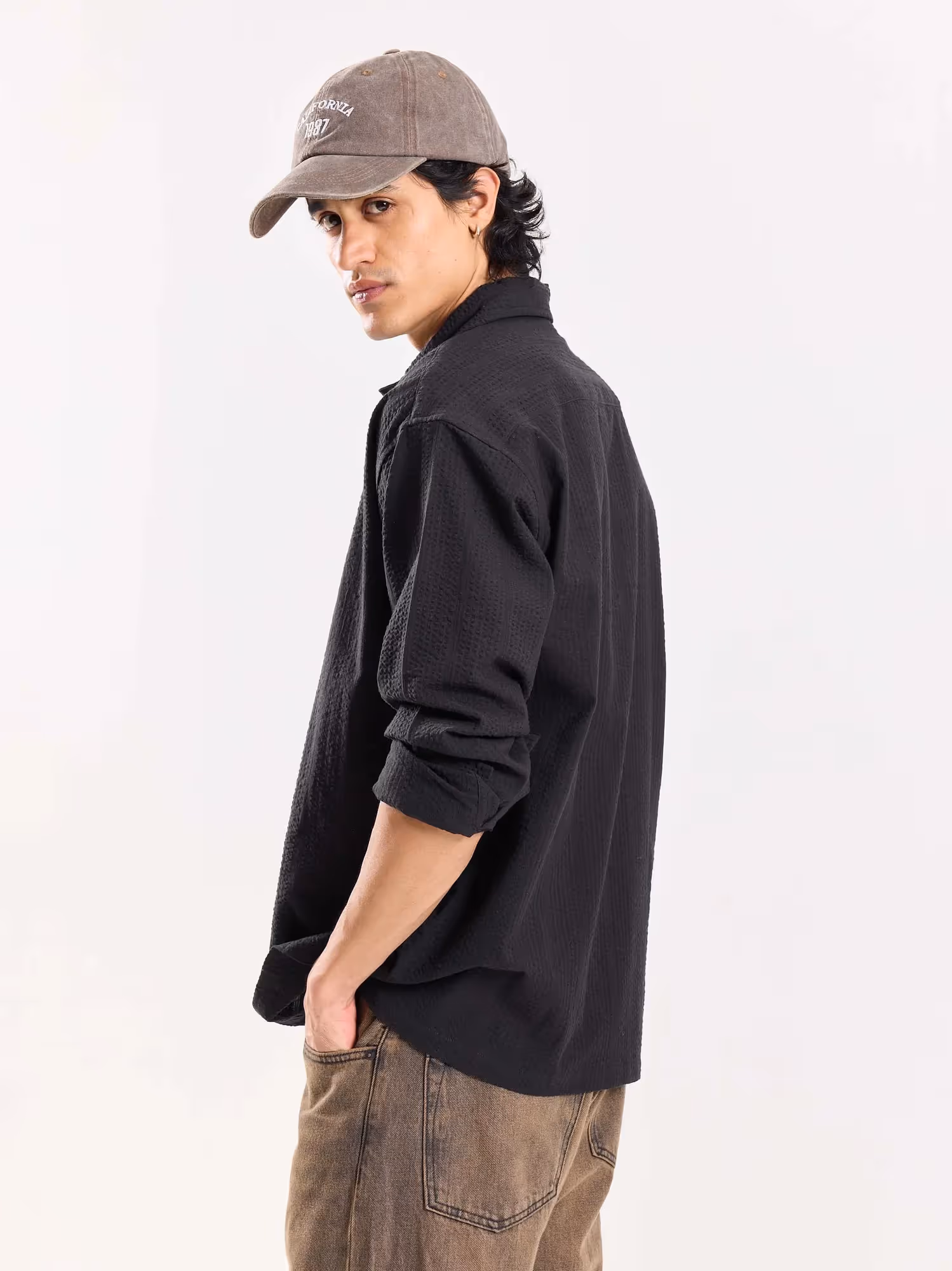 Relaxed Fit Black Textured Shirt image 7