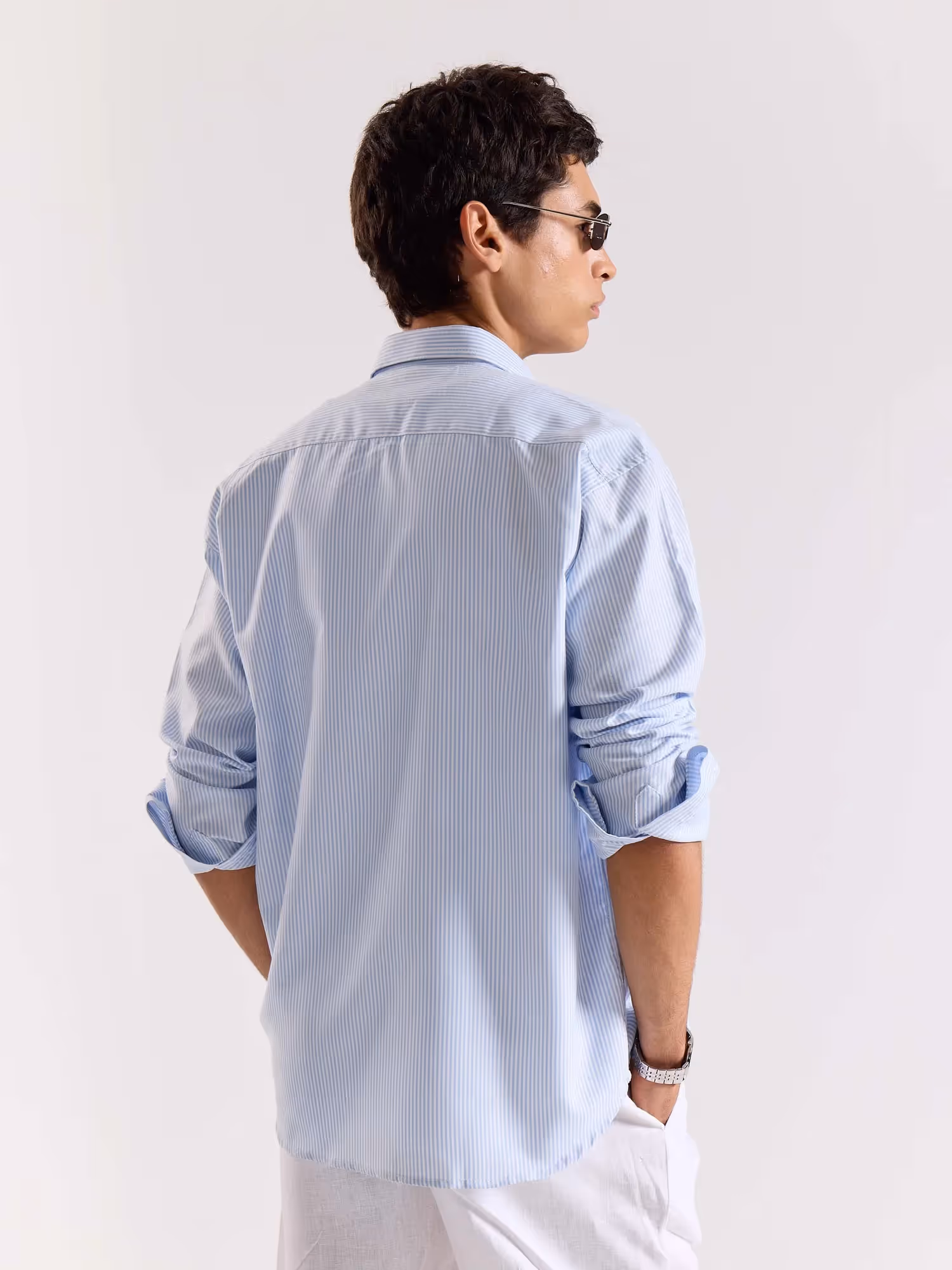 Relaxed Fit Blue Striped Shirt image 7