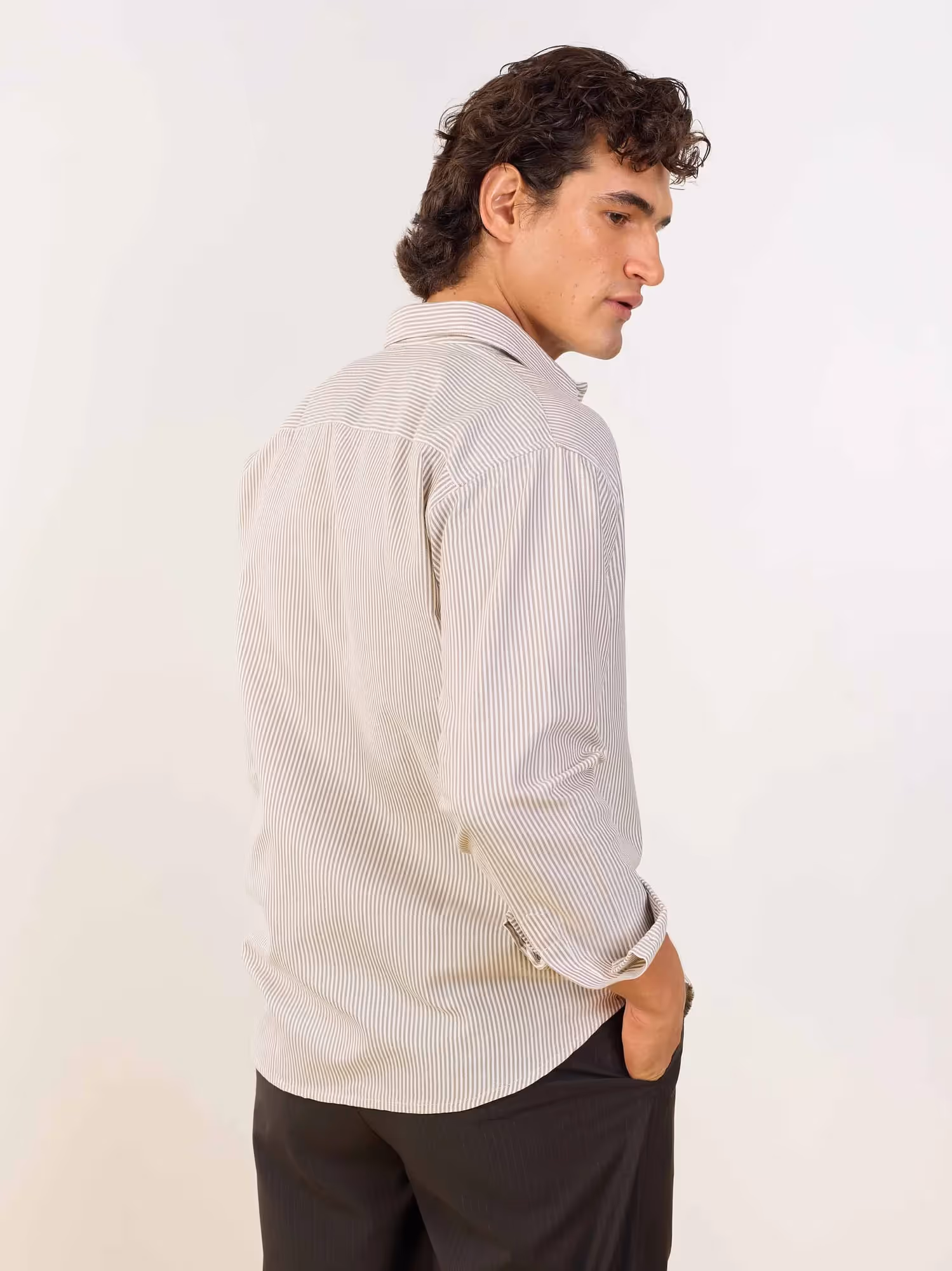 Relaxed Fit Brown Striped Shirt image 7