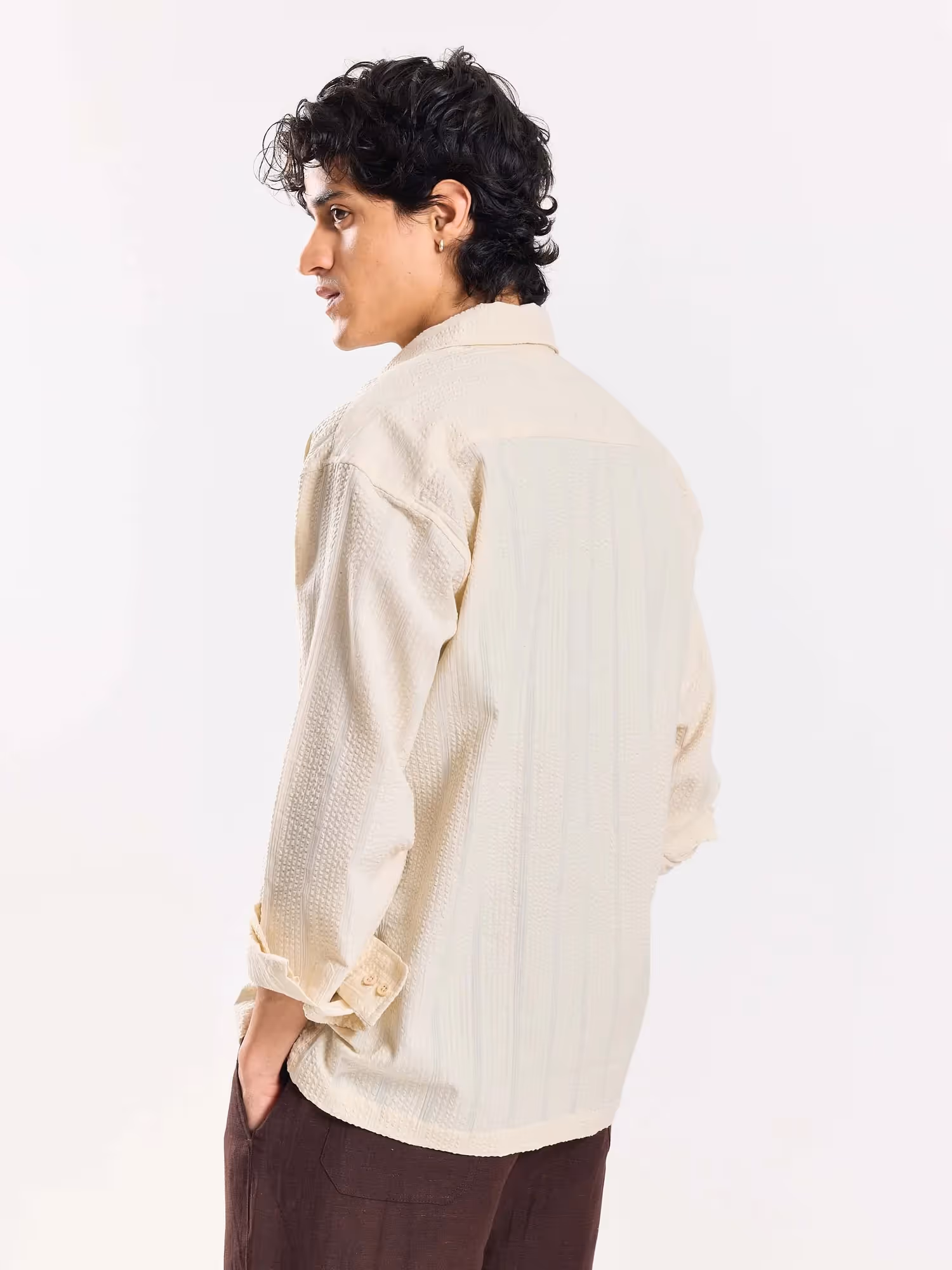 Relaxed Fit Cream Textured Shirt image 7