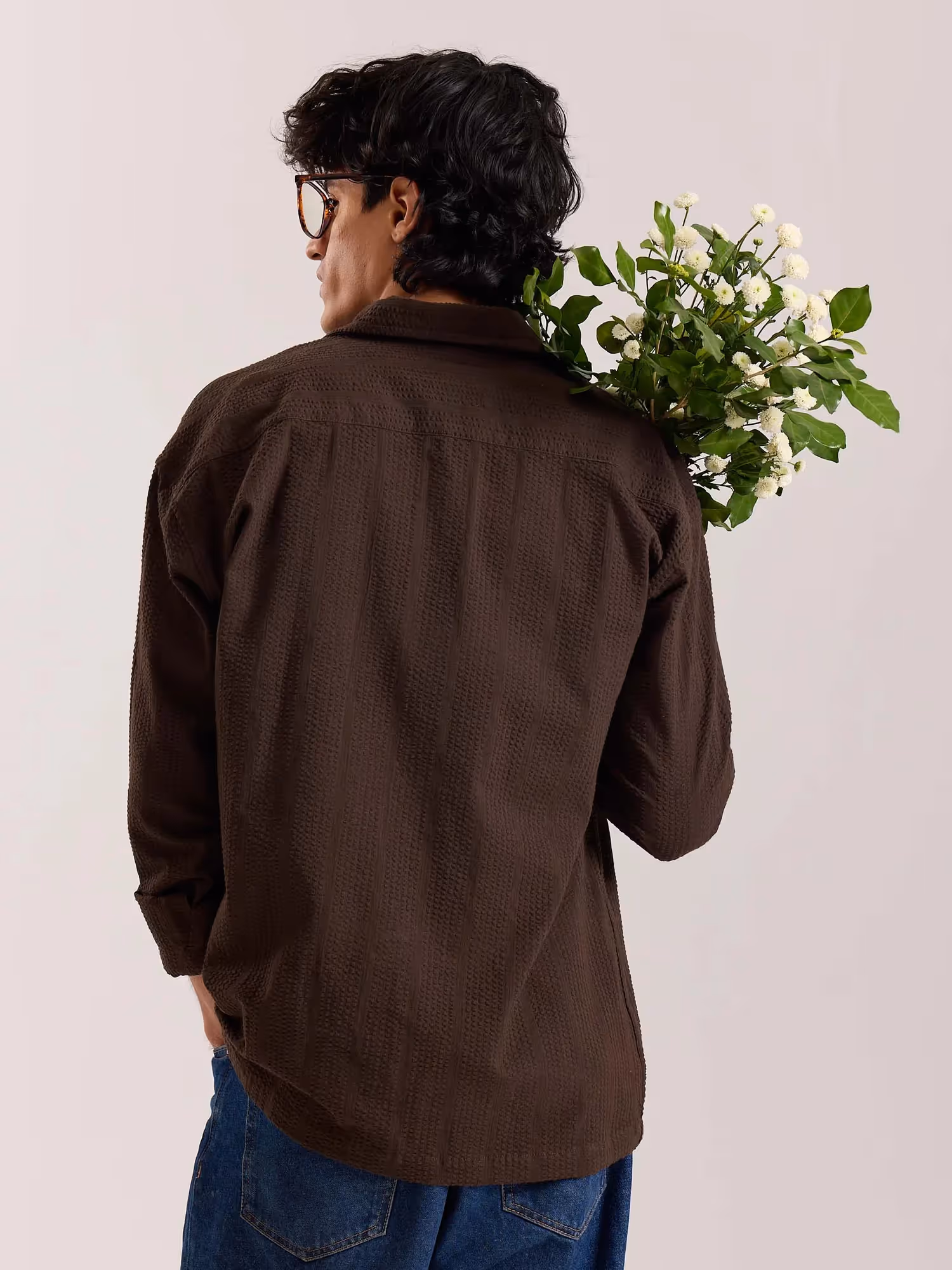 Relaxed Fit Dark Brown Textured Shirt image 6