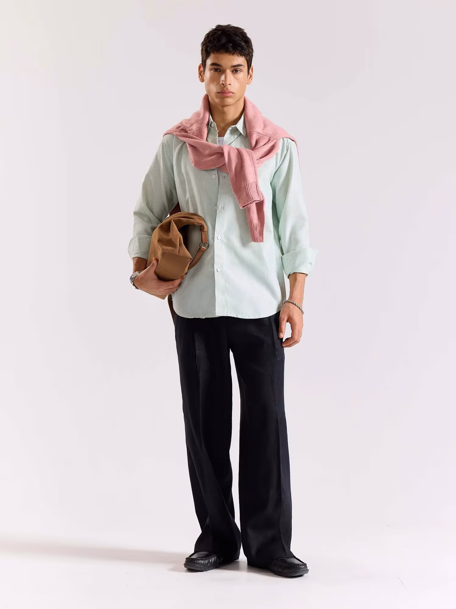 Relaxed Fit Green Striped Shirt image 1