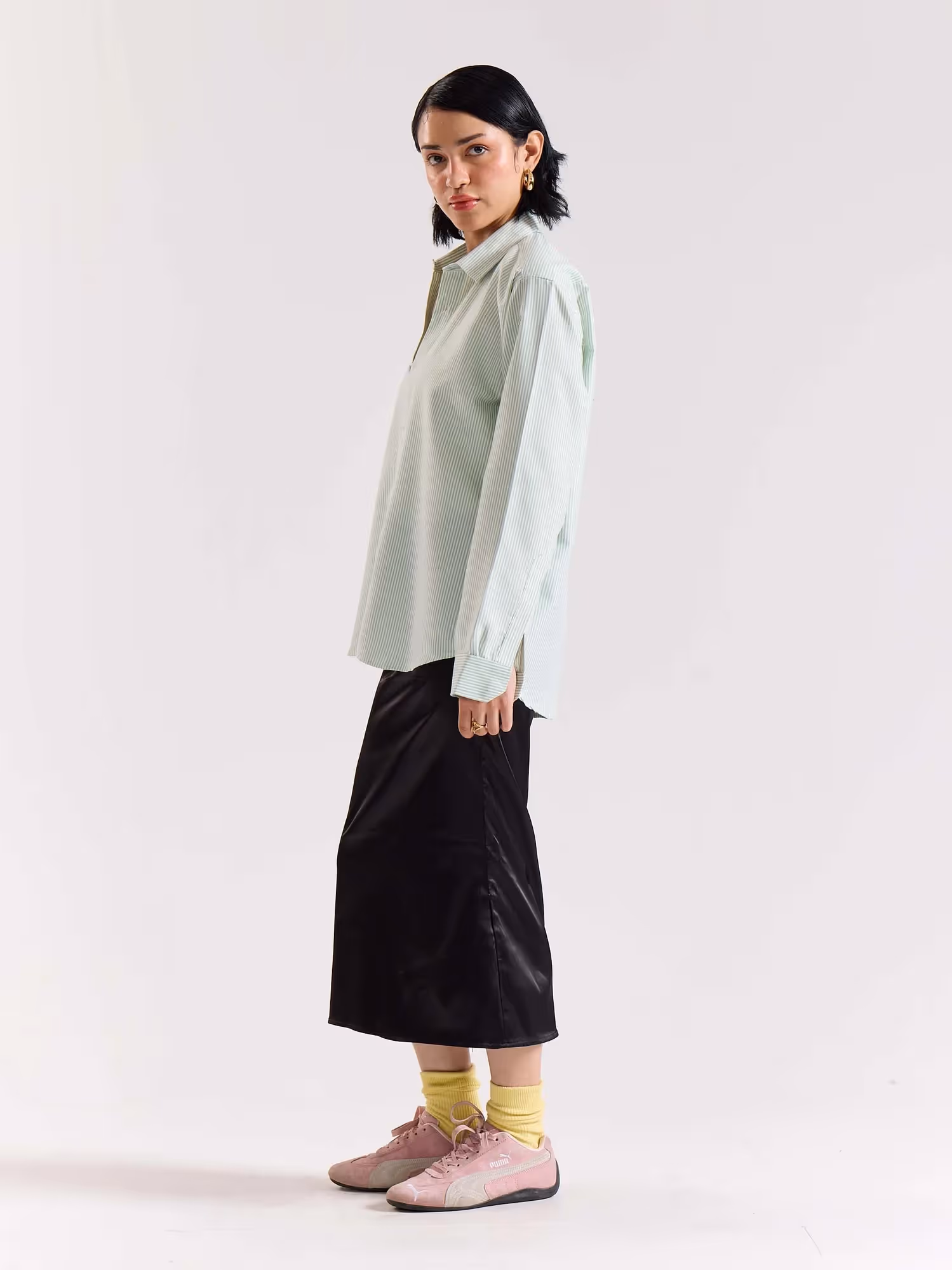 Relaxed Fit Green Striped Shirt image 3