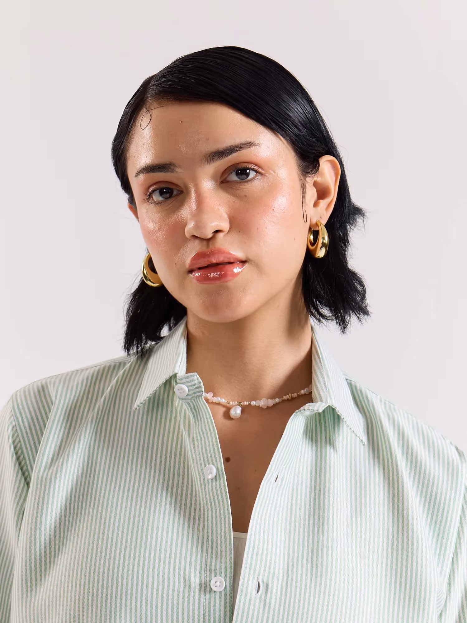Relaxed Fit Green Striped Shirt image 8